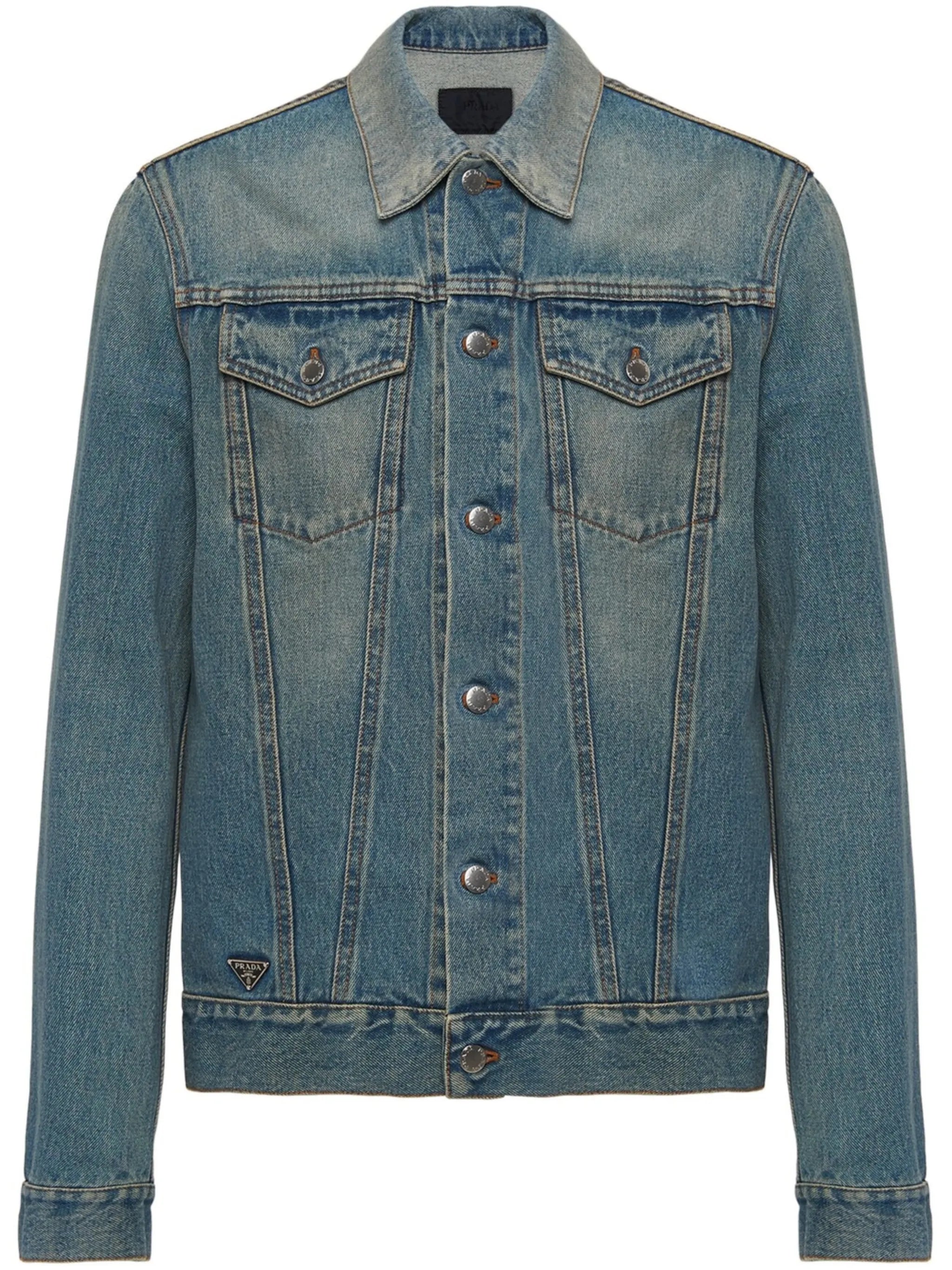 triangle-logo denim blouson jacket