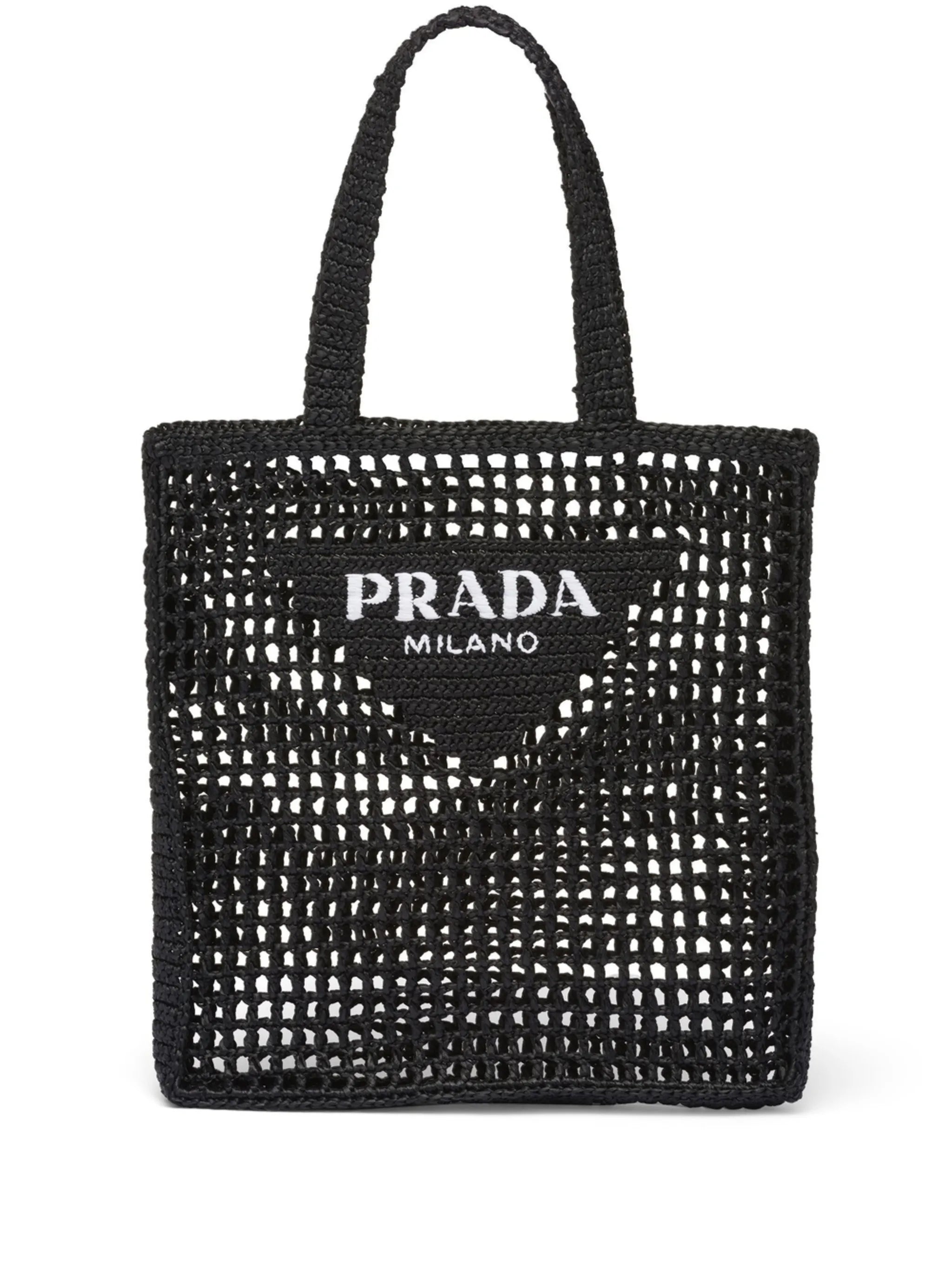 woven-logo raffia tote bag