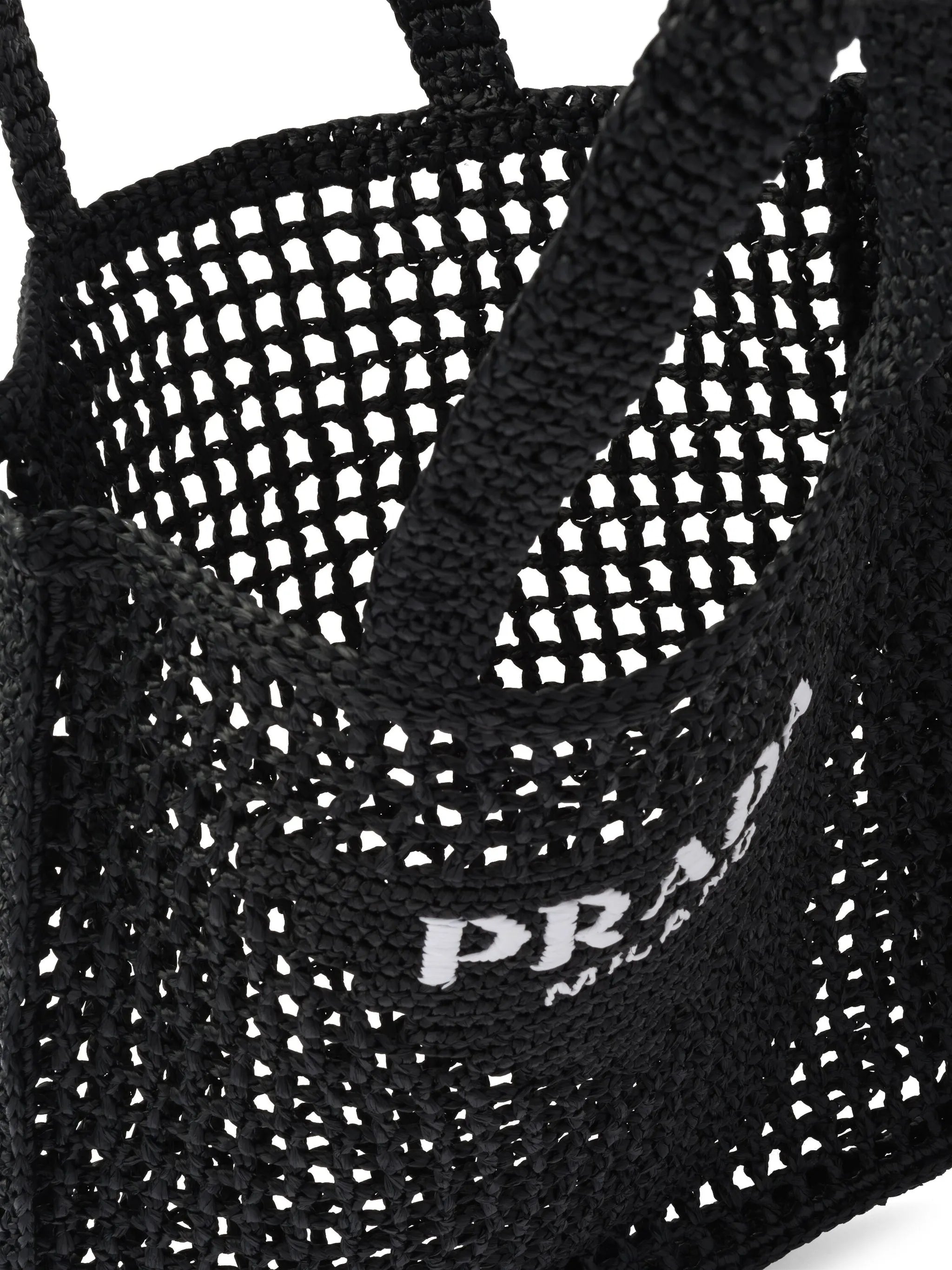 woven-logo raffia tote bag