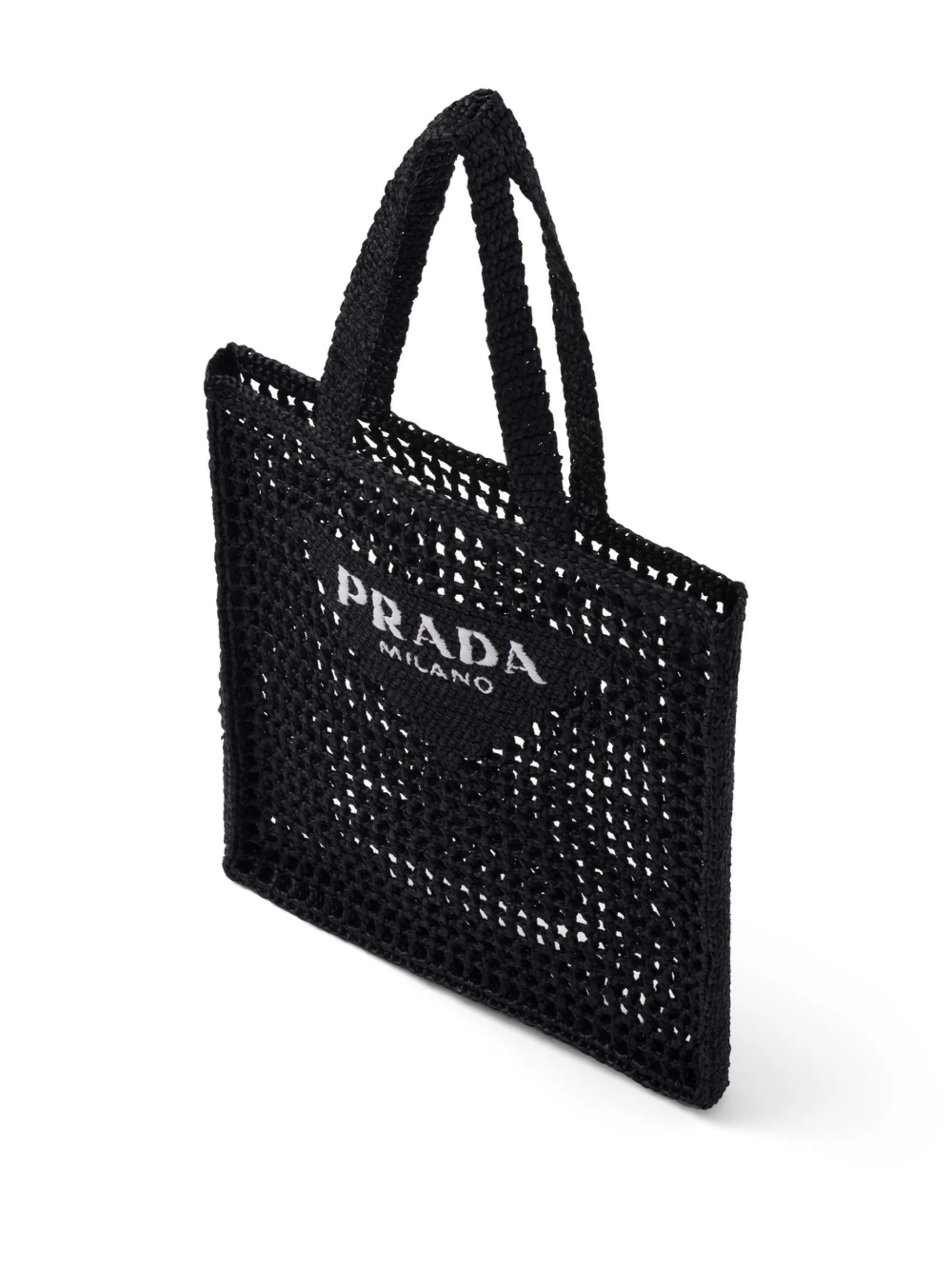woven-logo raffia tote bag