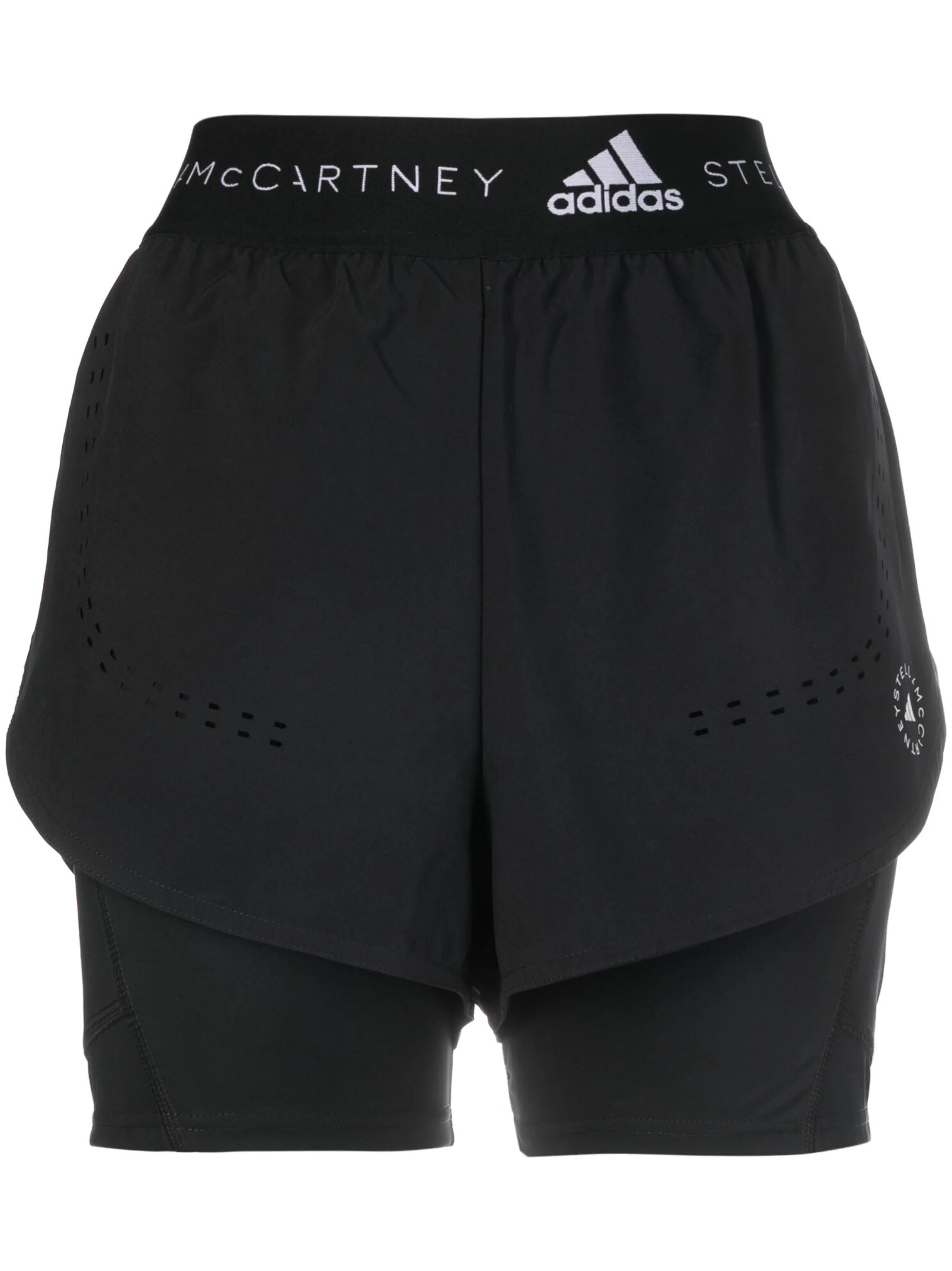 logo-band layered running shorts