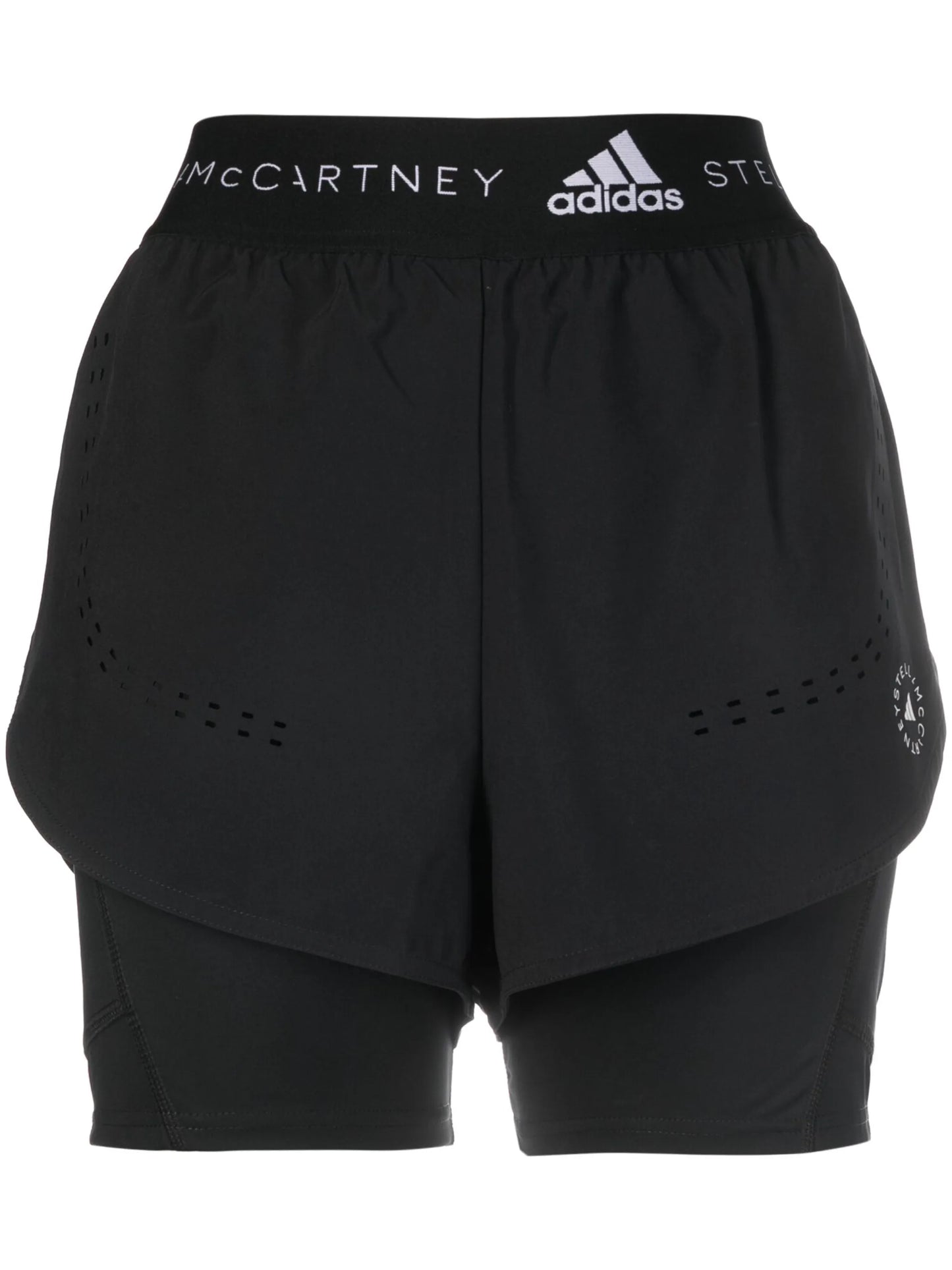 logo-band layered running shorts