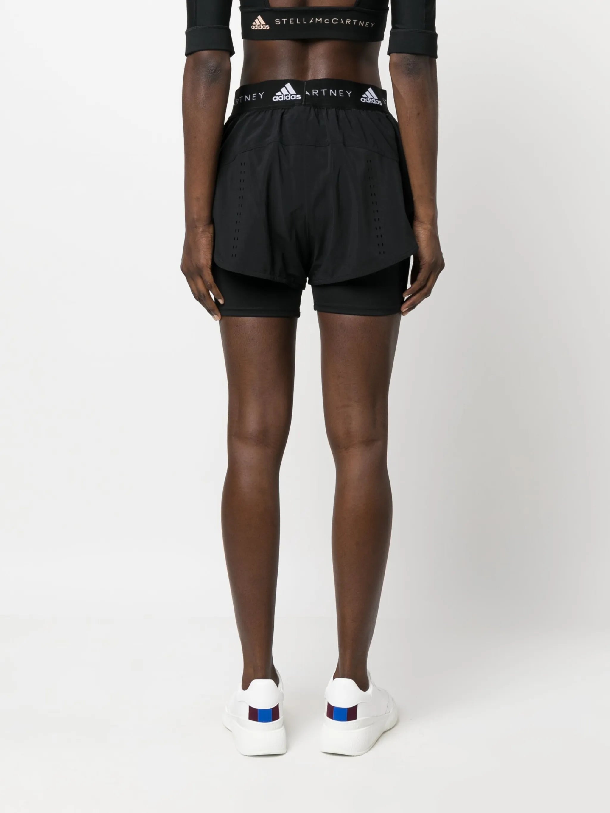 logo-band layered running shorts