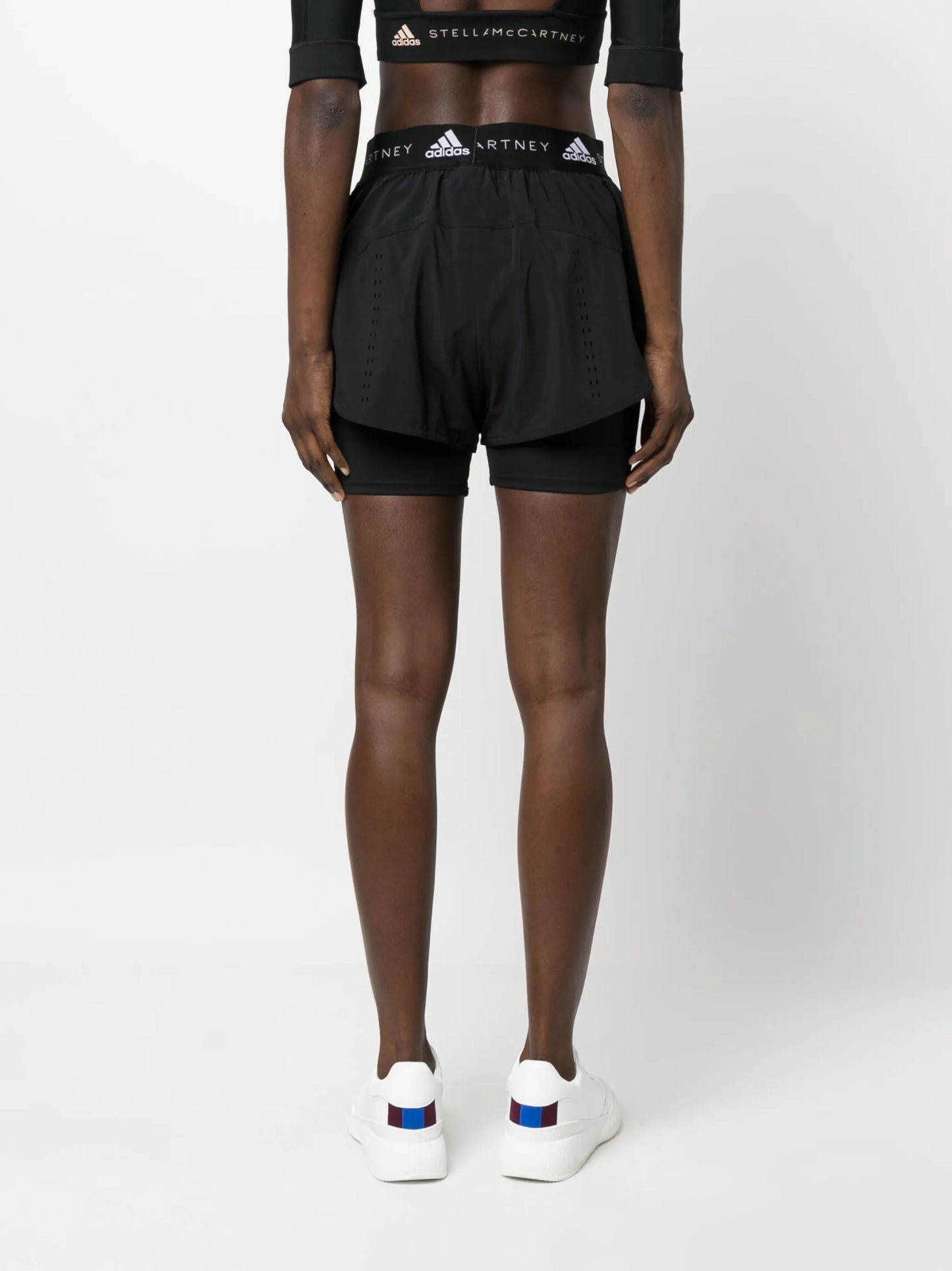 logo-band layered running shorts