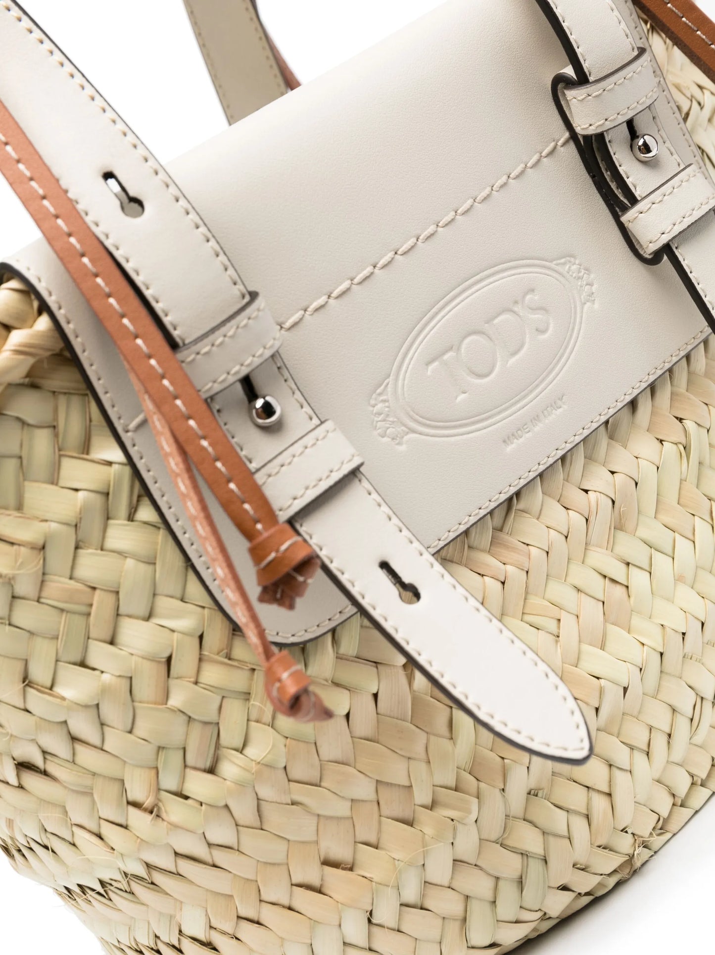 logo-debossed raffia tote bag