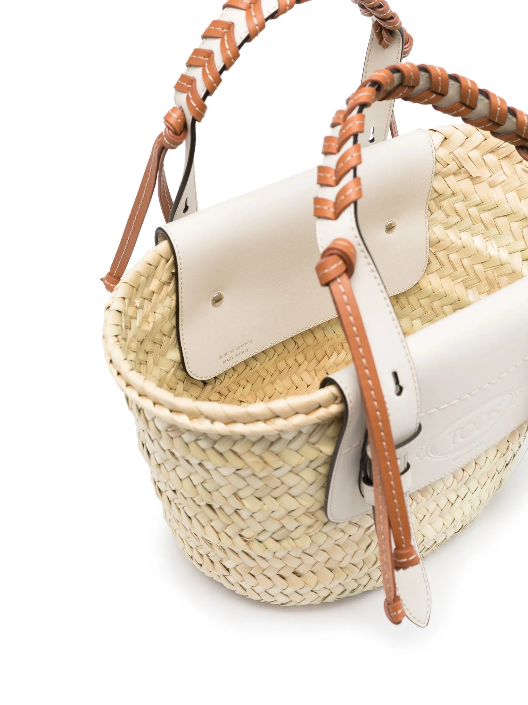 logo-debossed raffia tote bag