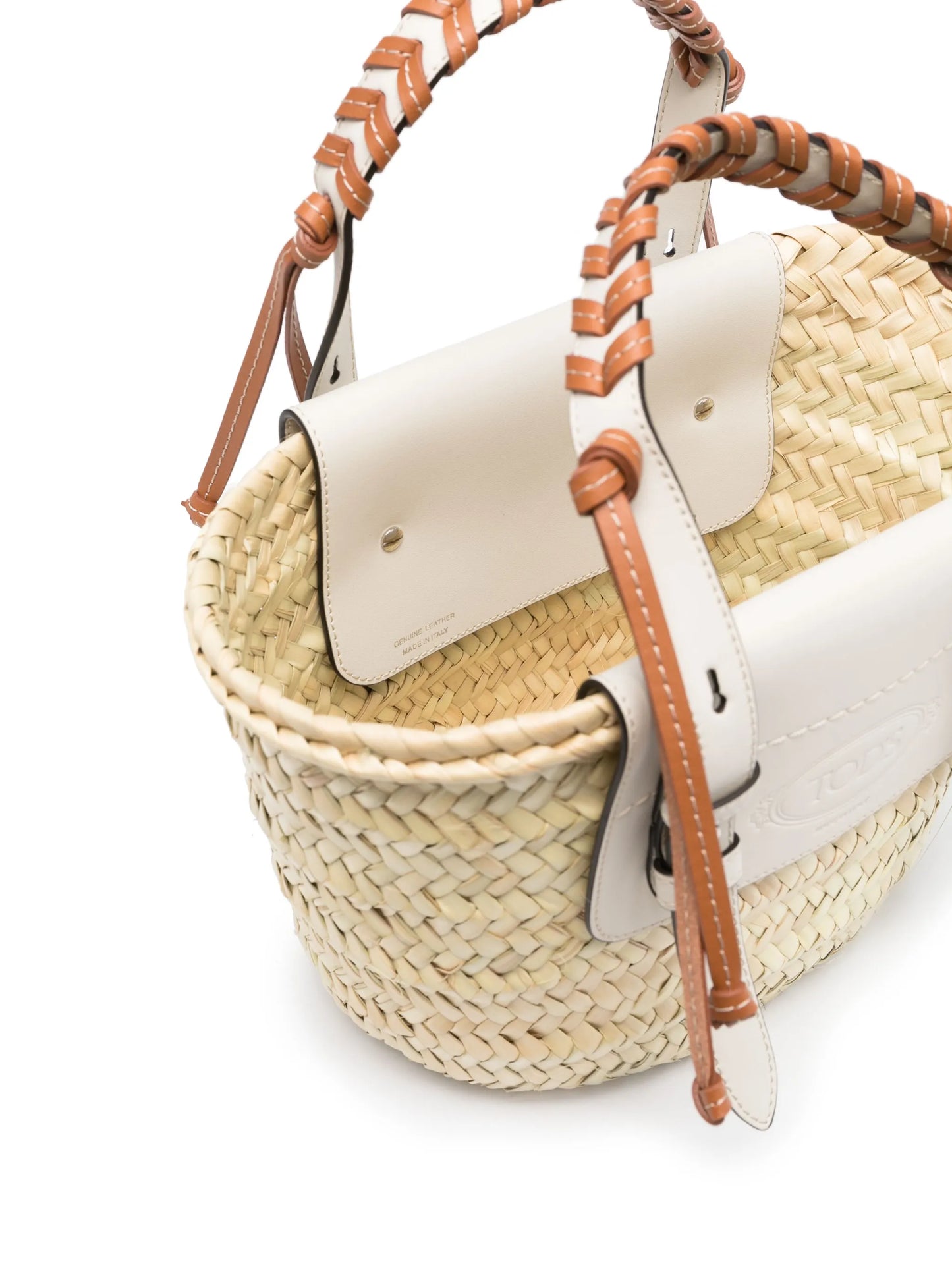 logo-debossed raffia tote bag
