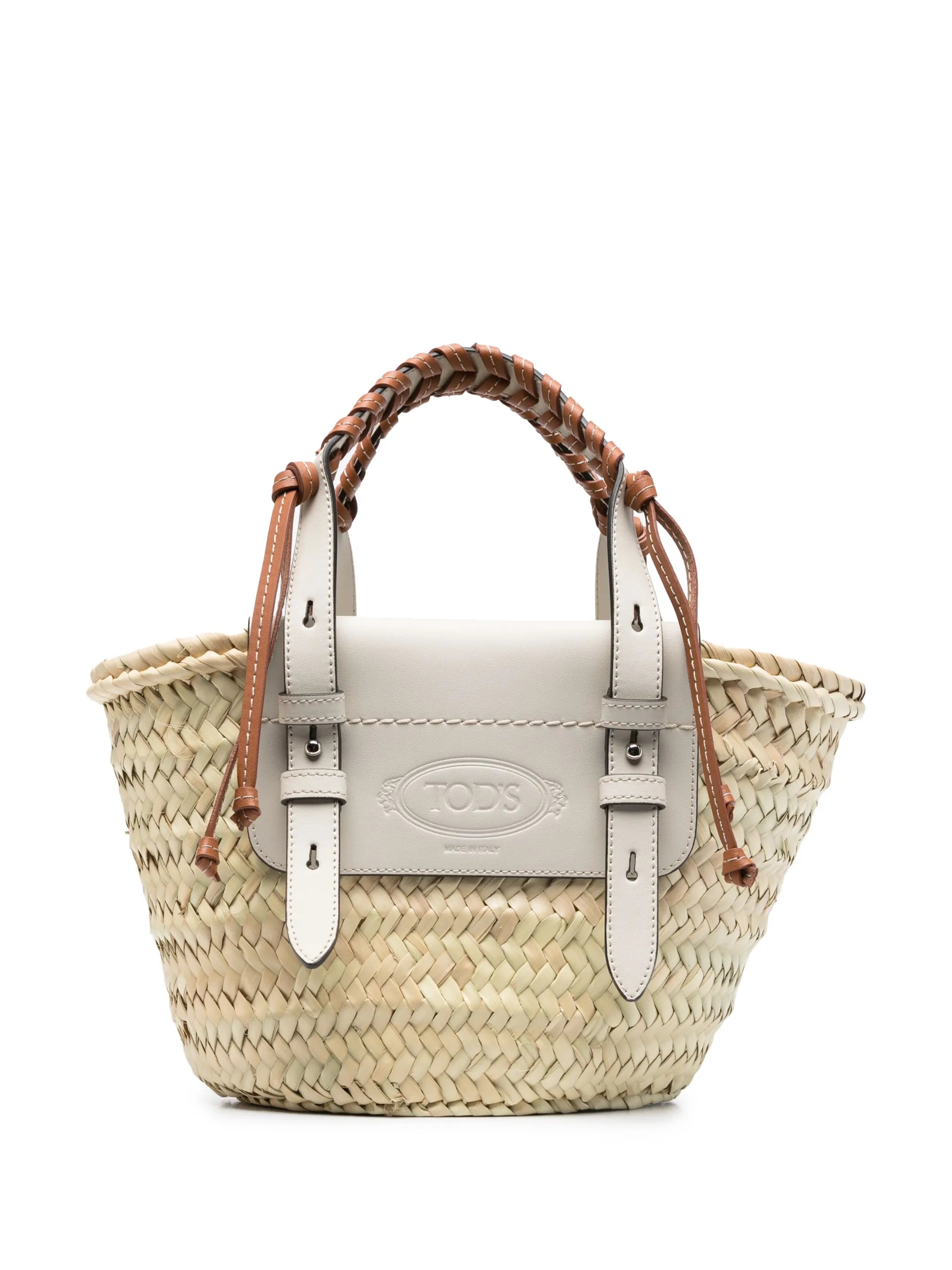logo-debossed raffia tote bag
