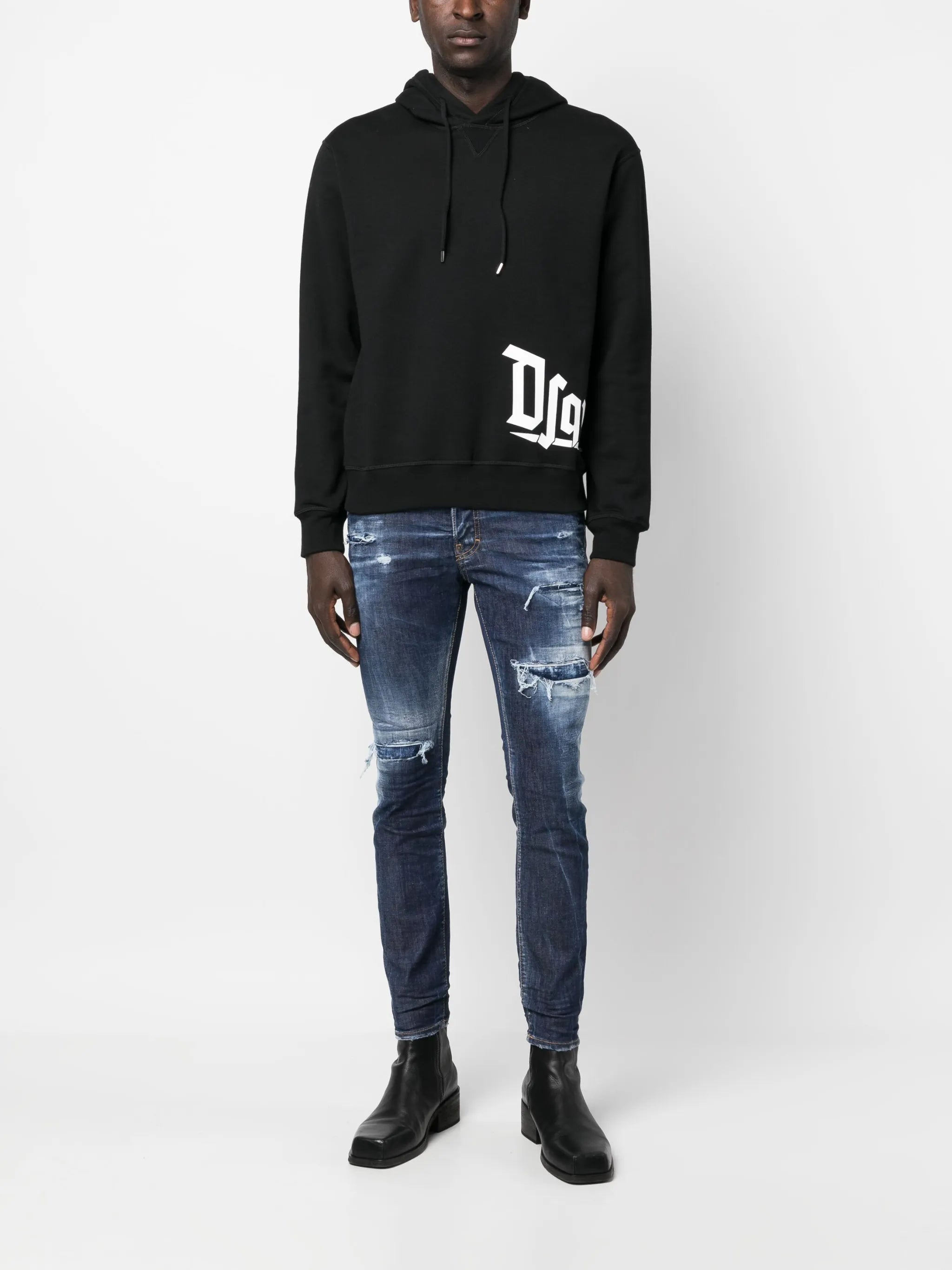 logo-print cotton hoodie