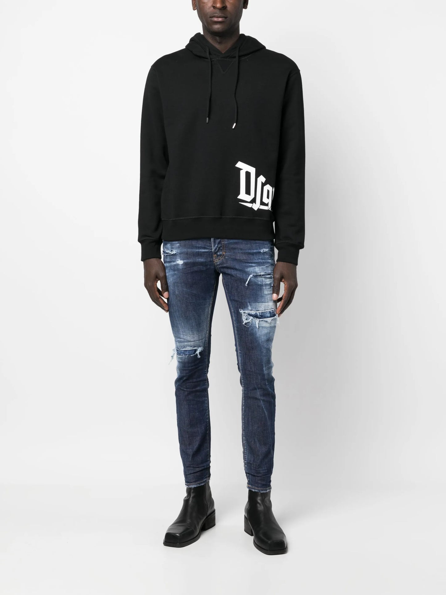 logo-print cotton hoodie