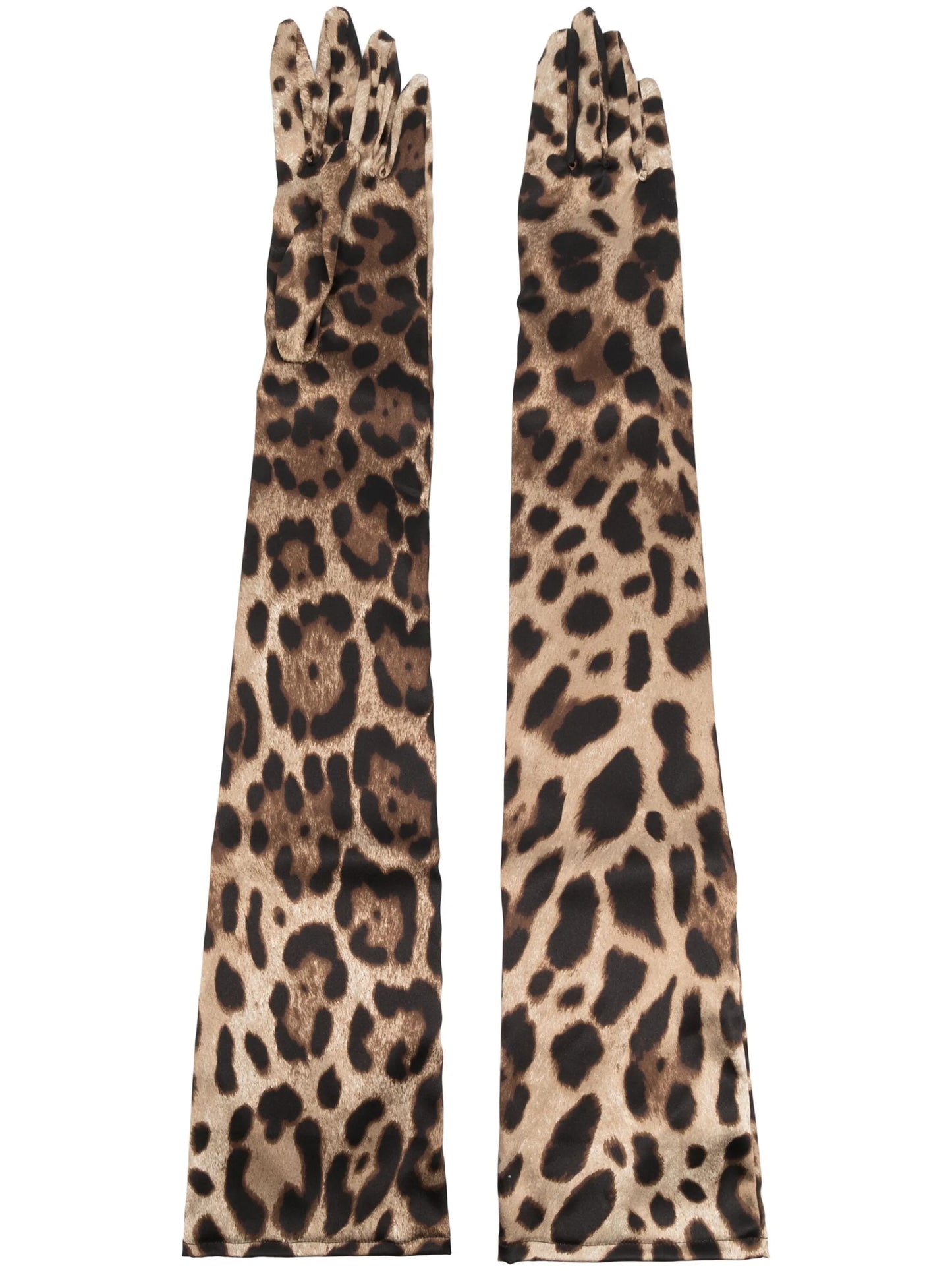 leopard-print long gloves