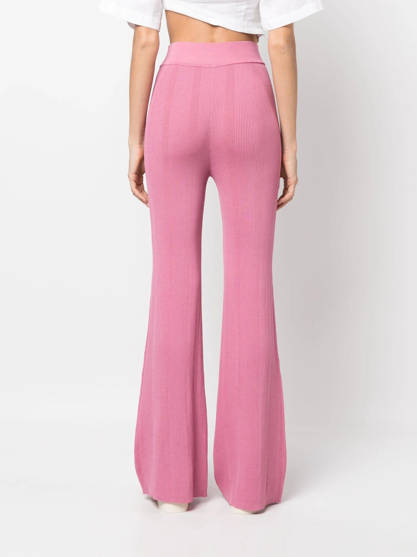 ribbed knit flared trousers