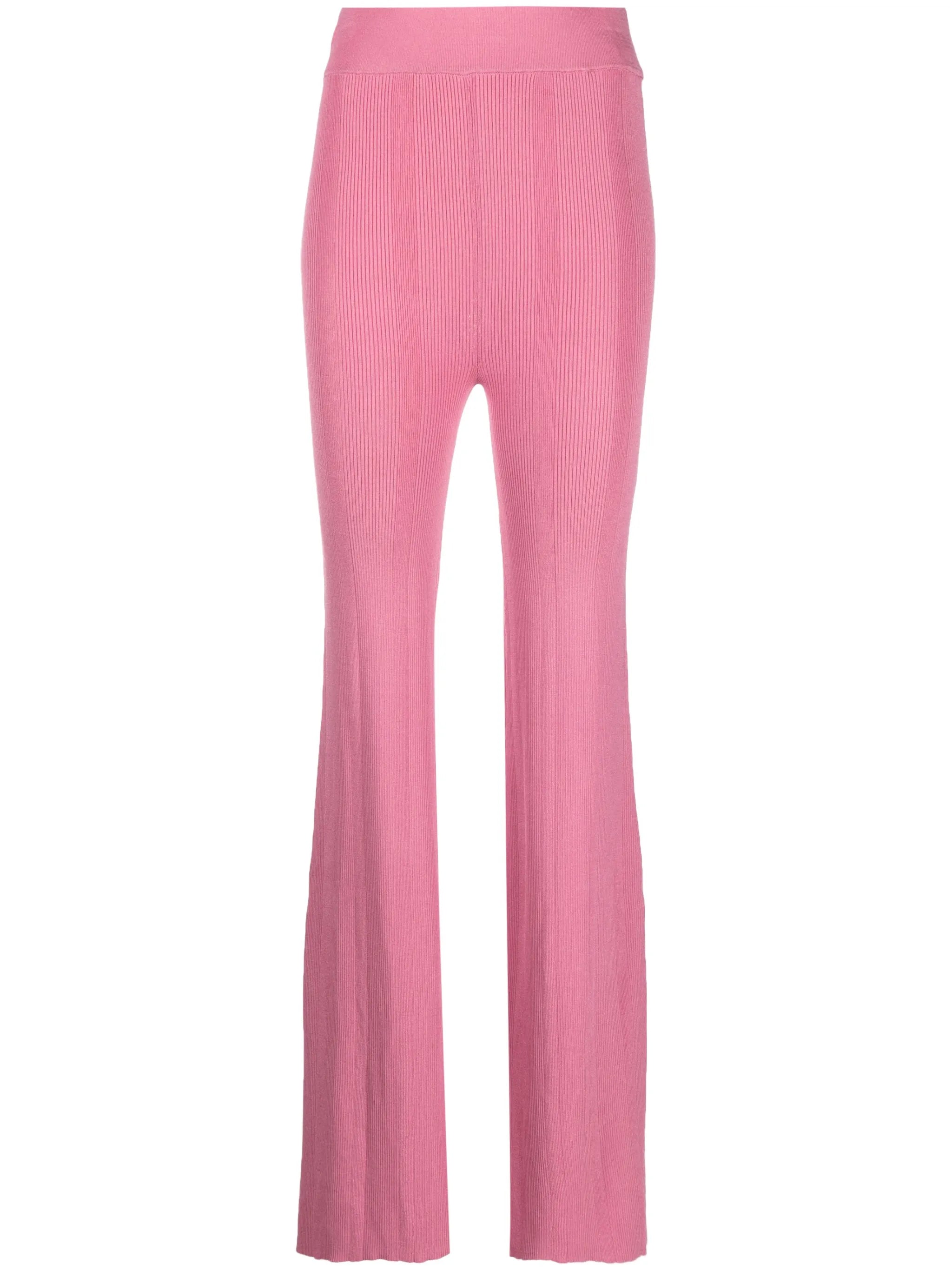 ribbed knit flared trousers
