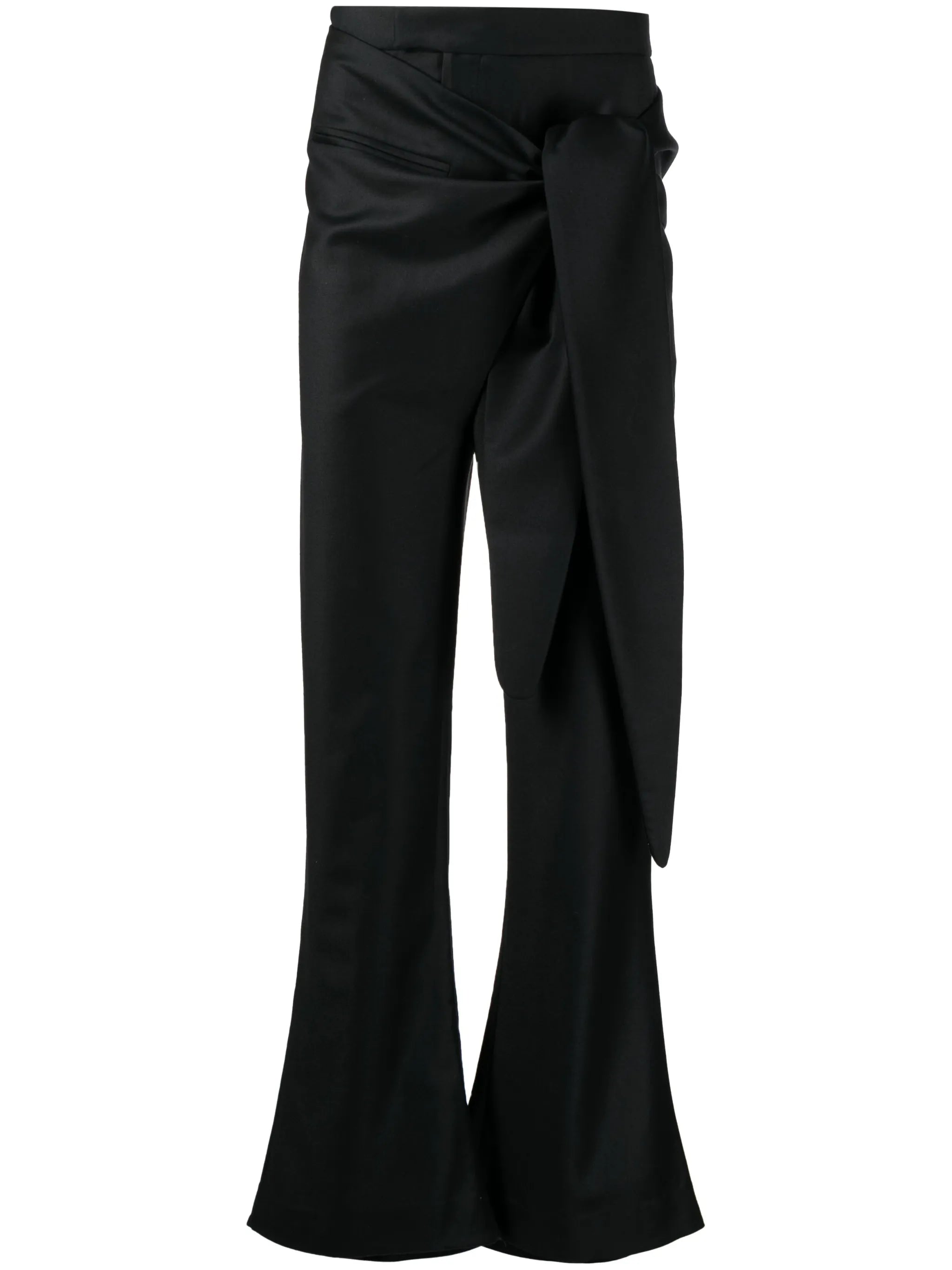 tie-fastening wool trousers