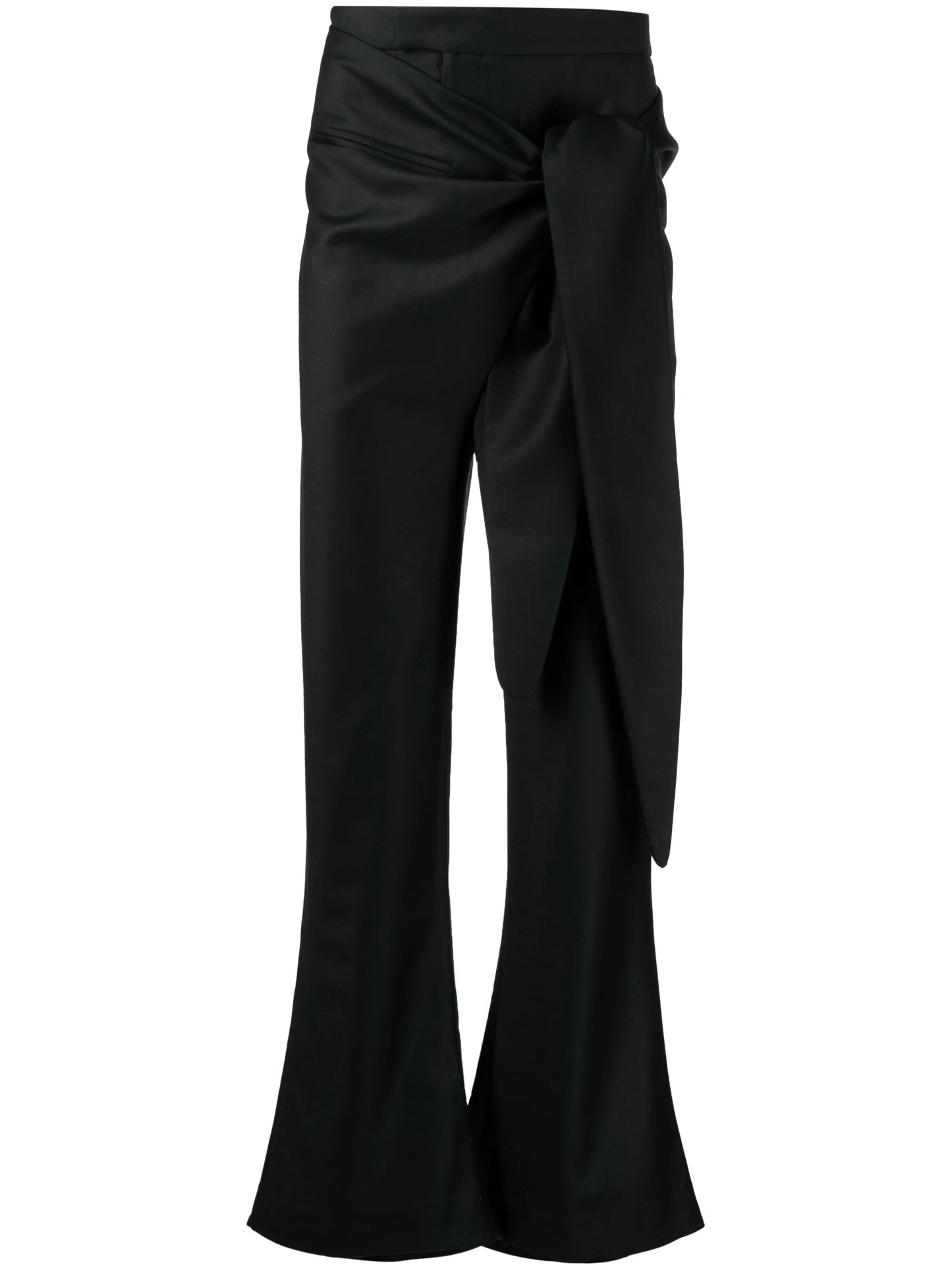 tie-fastening wool trousers