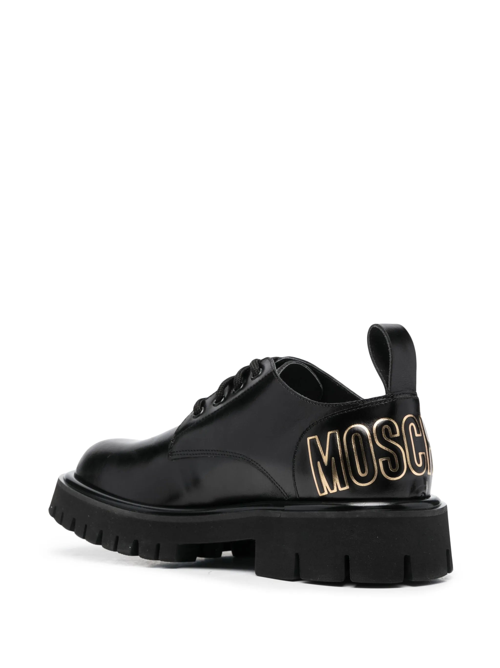 logo-print lace-up leather boots