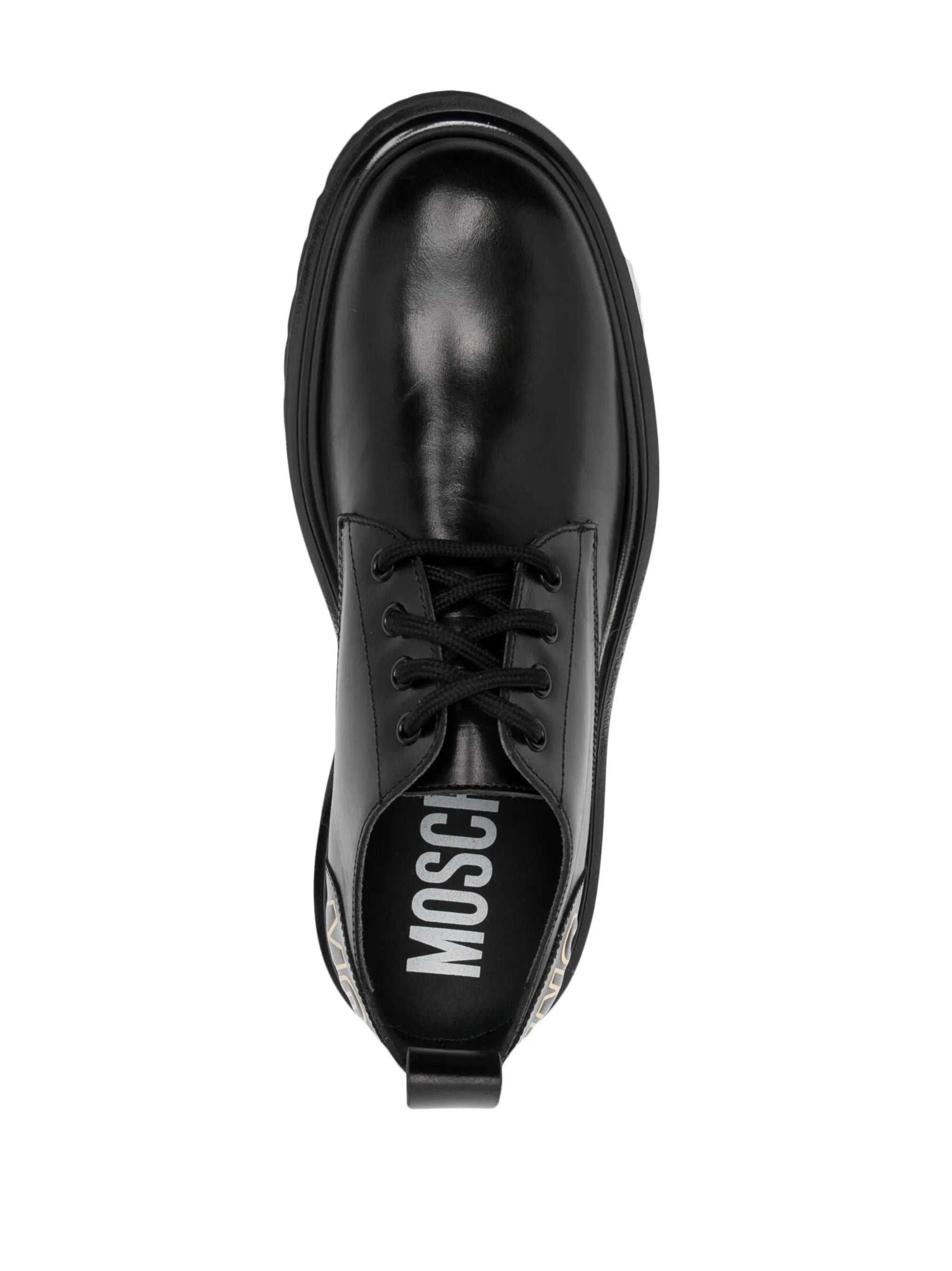 logo-print lace-up leather boots
