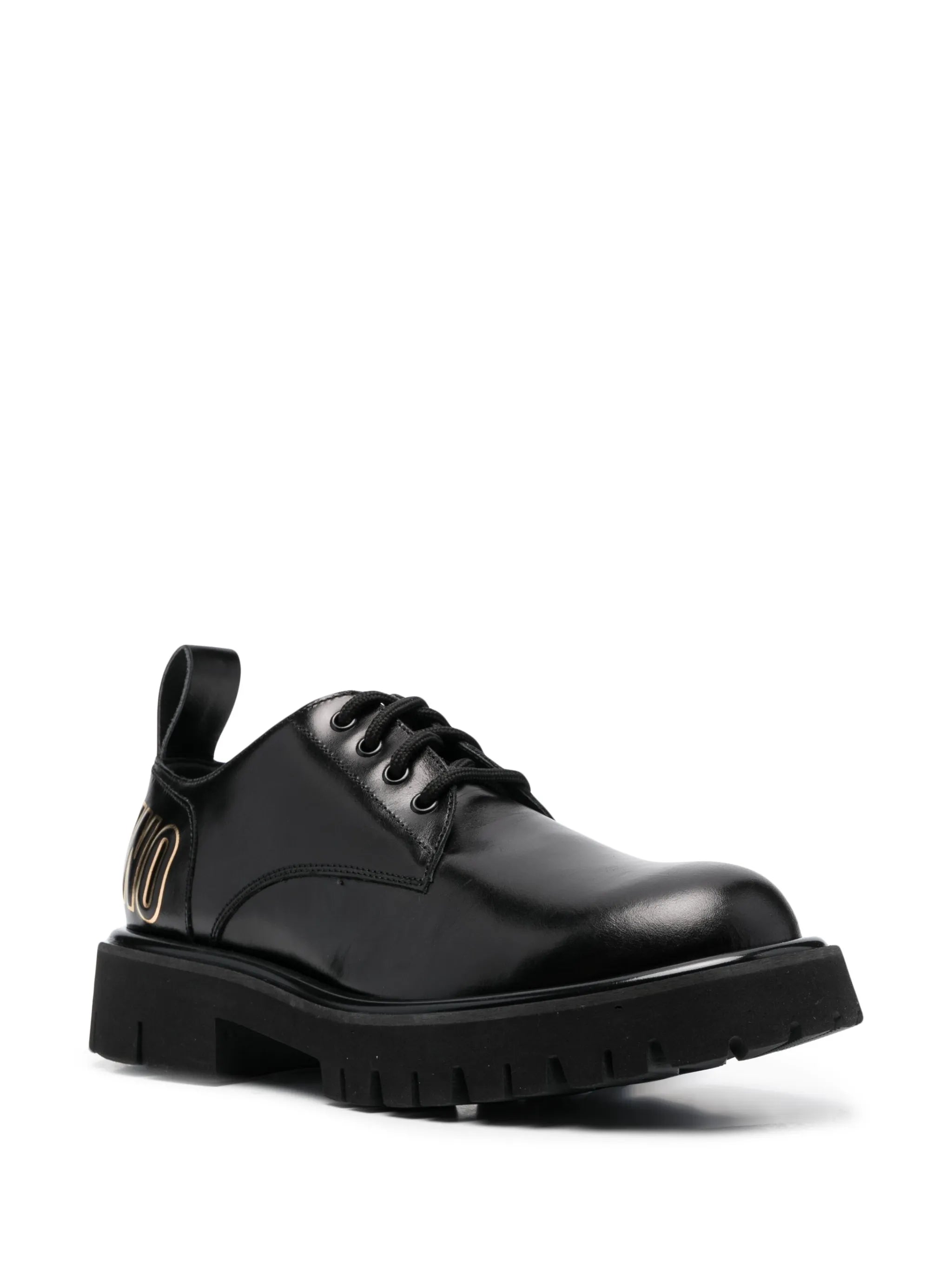 logo-print lace-up leather boots
