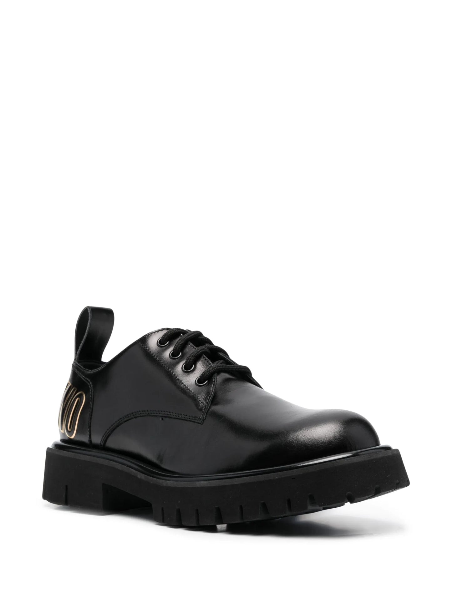 logo-print lace-up leather boots