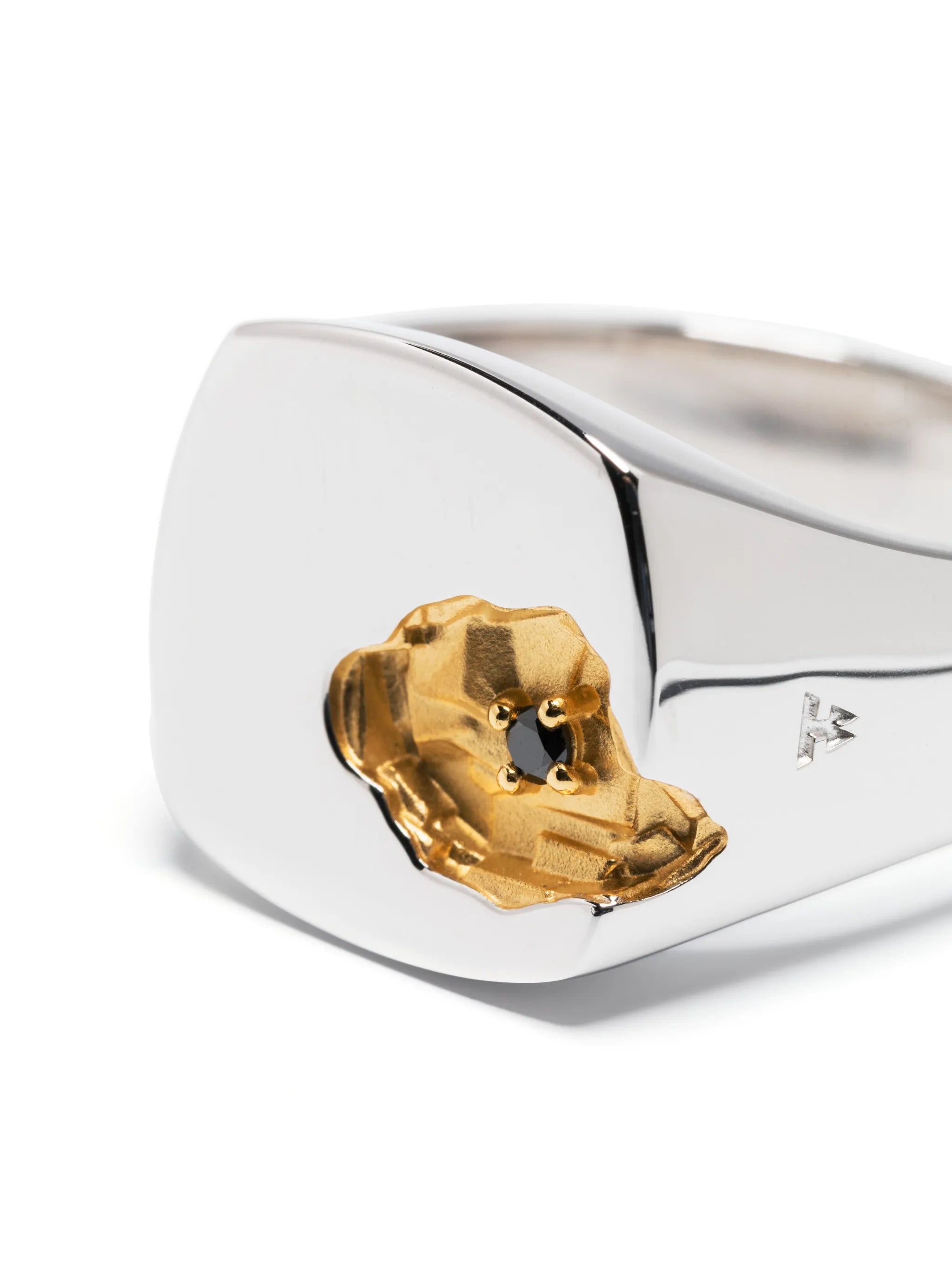 Mined Black Diamond sterling silver ring