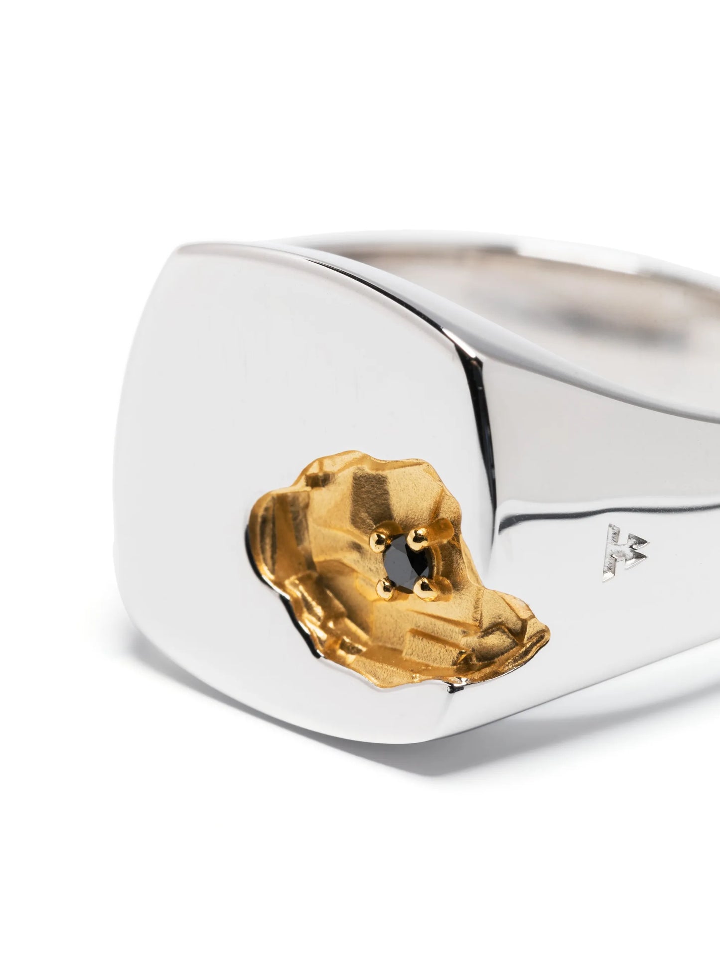 Mined Black Diamond sterling silver ring