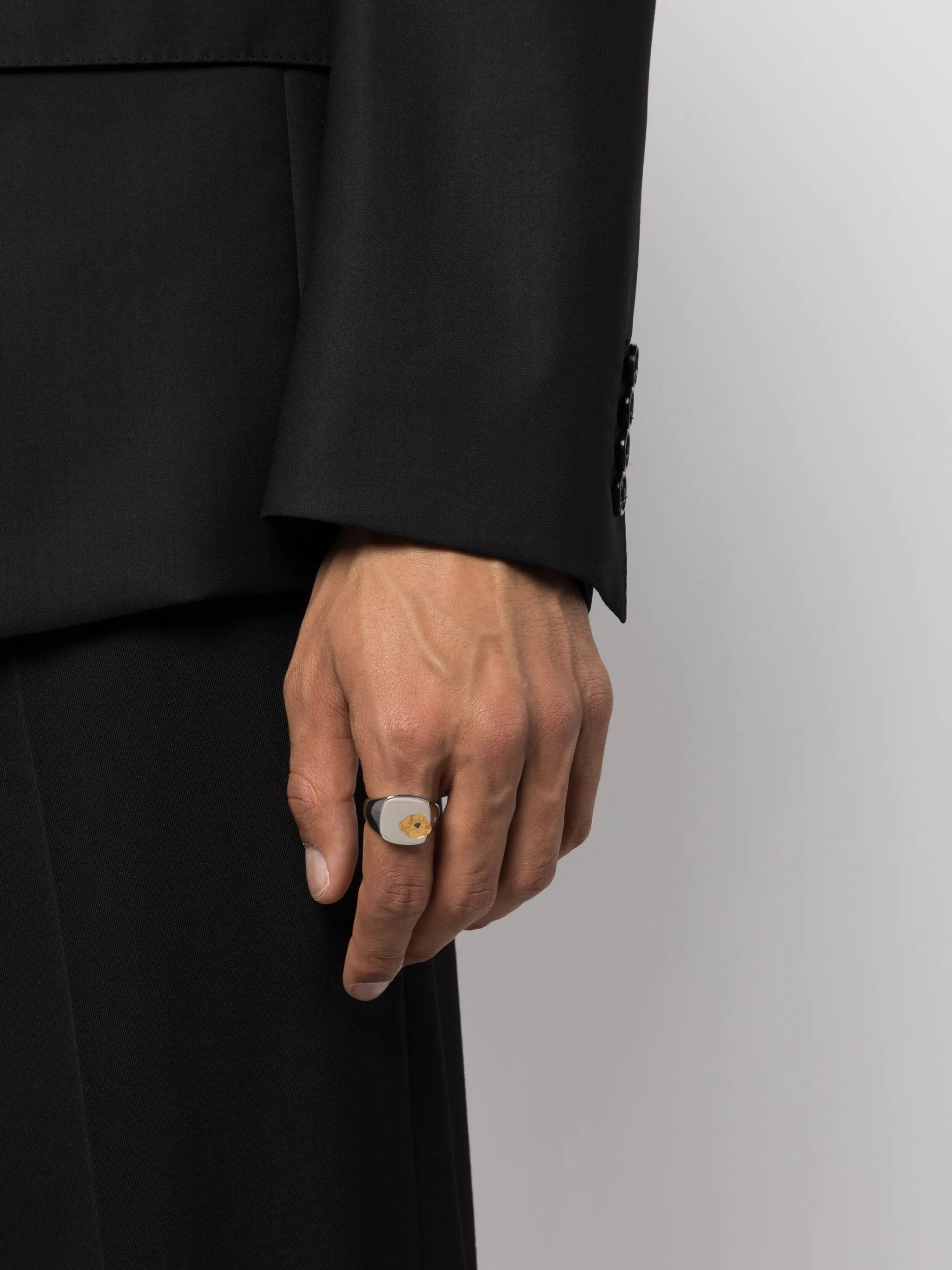 Mined Black Diamond sterling silver ring