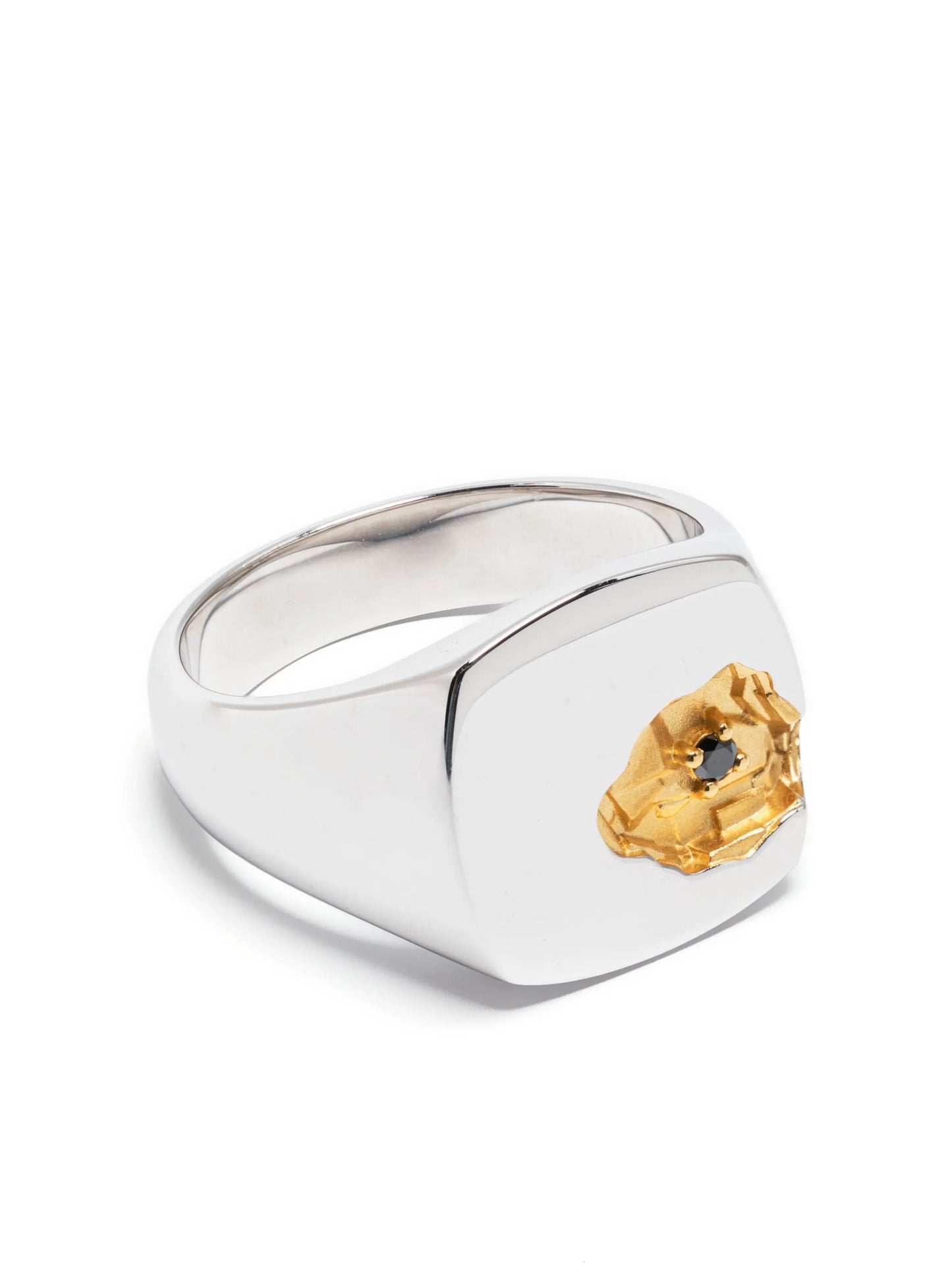 Mined Black Diamond sterling silver ring