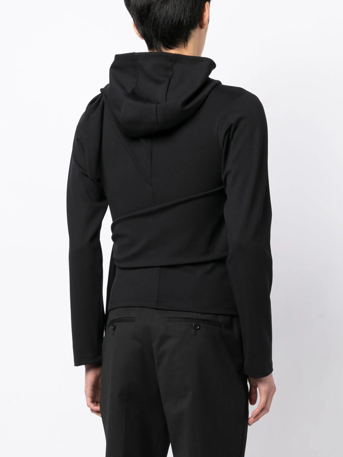 tie-detail zip-up hooded jacket