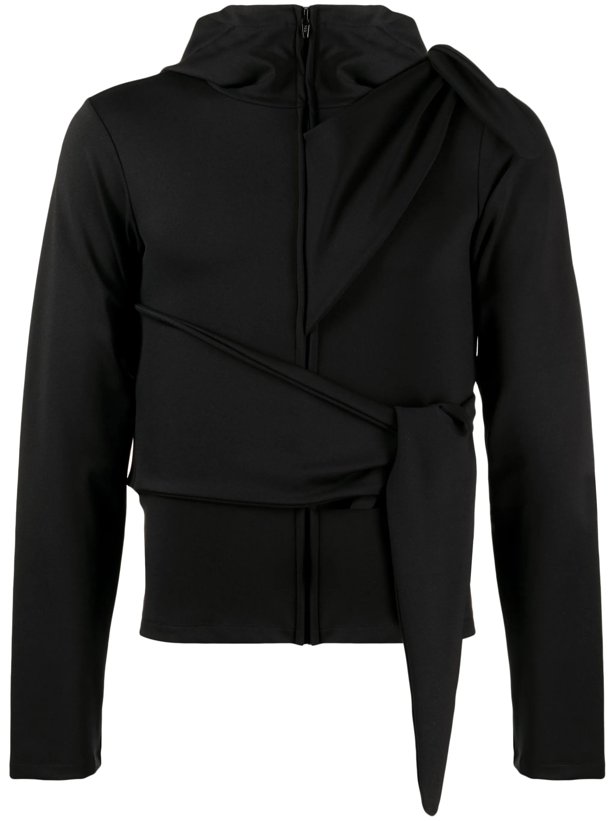 tie-detail zip-up hooded jacket