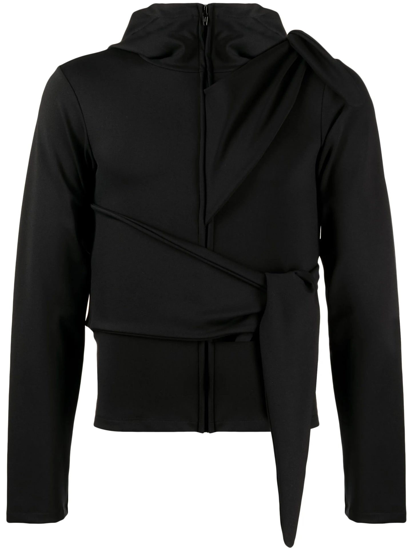 tie-detail zip-up hooded jacket
