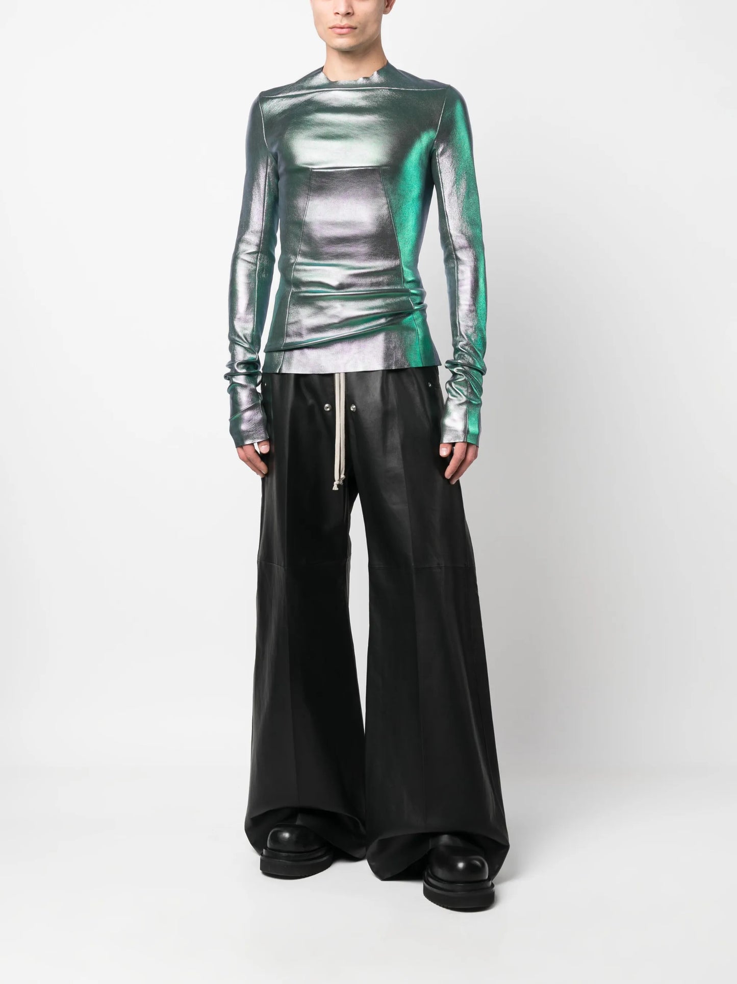 long sleeves metallic shirt