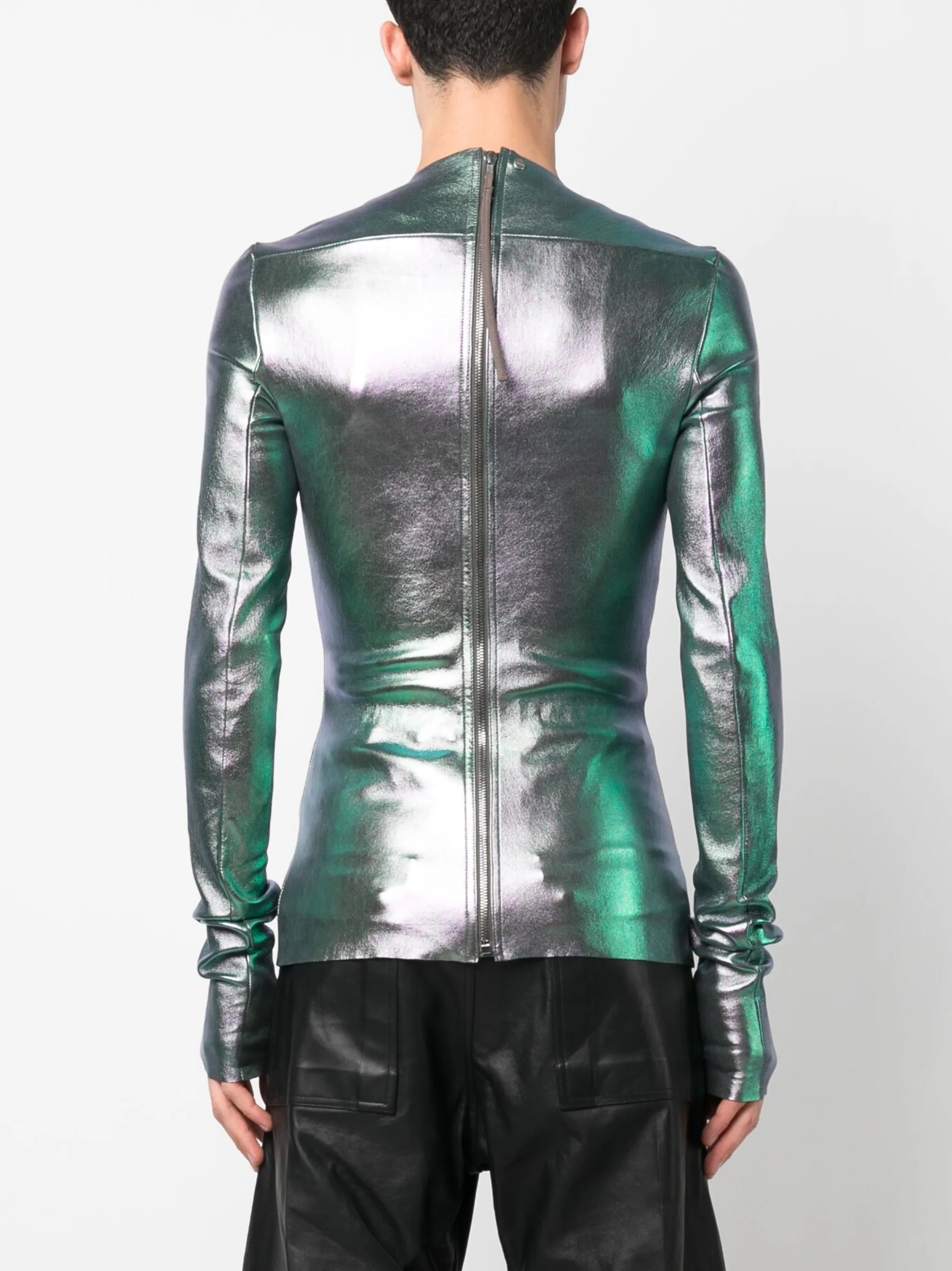 long sleeves metallic shirt
