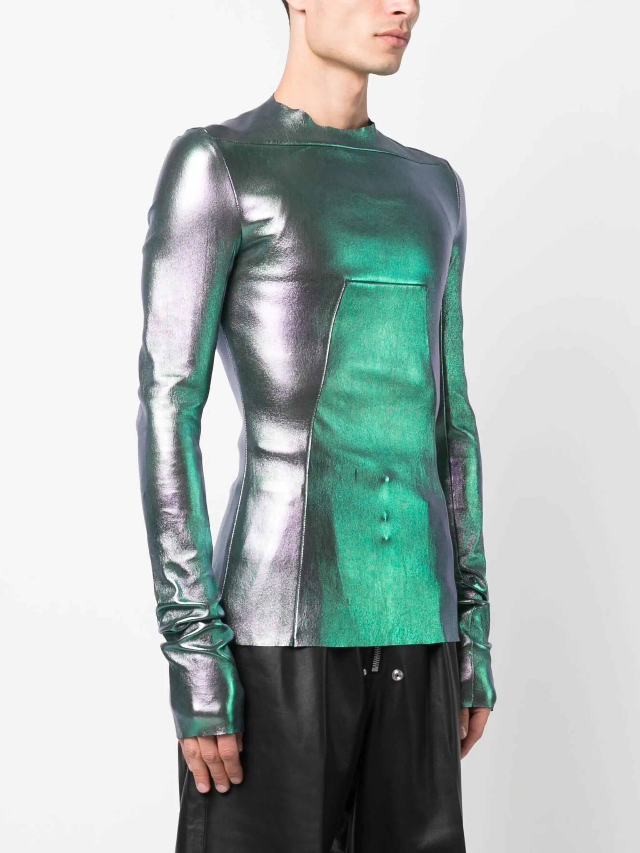 long sleeves metallic shirt