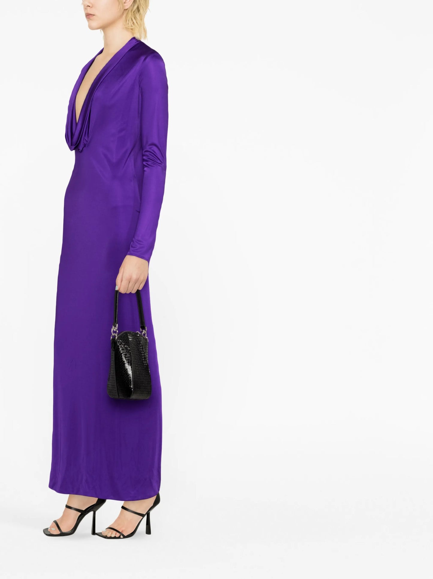 cowl-neck midi dress