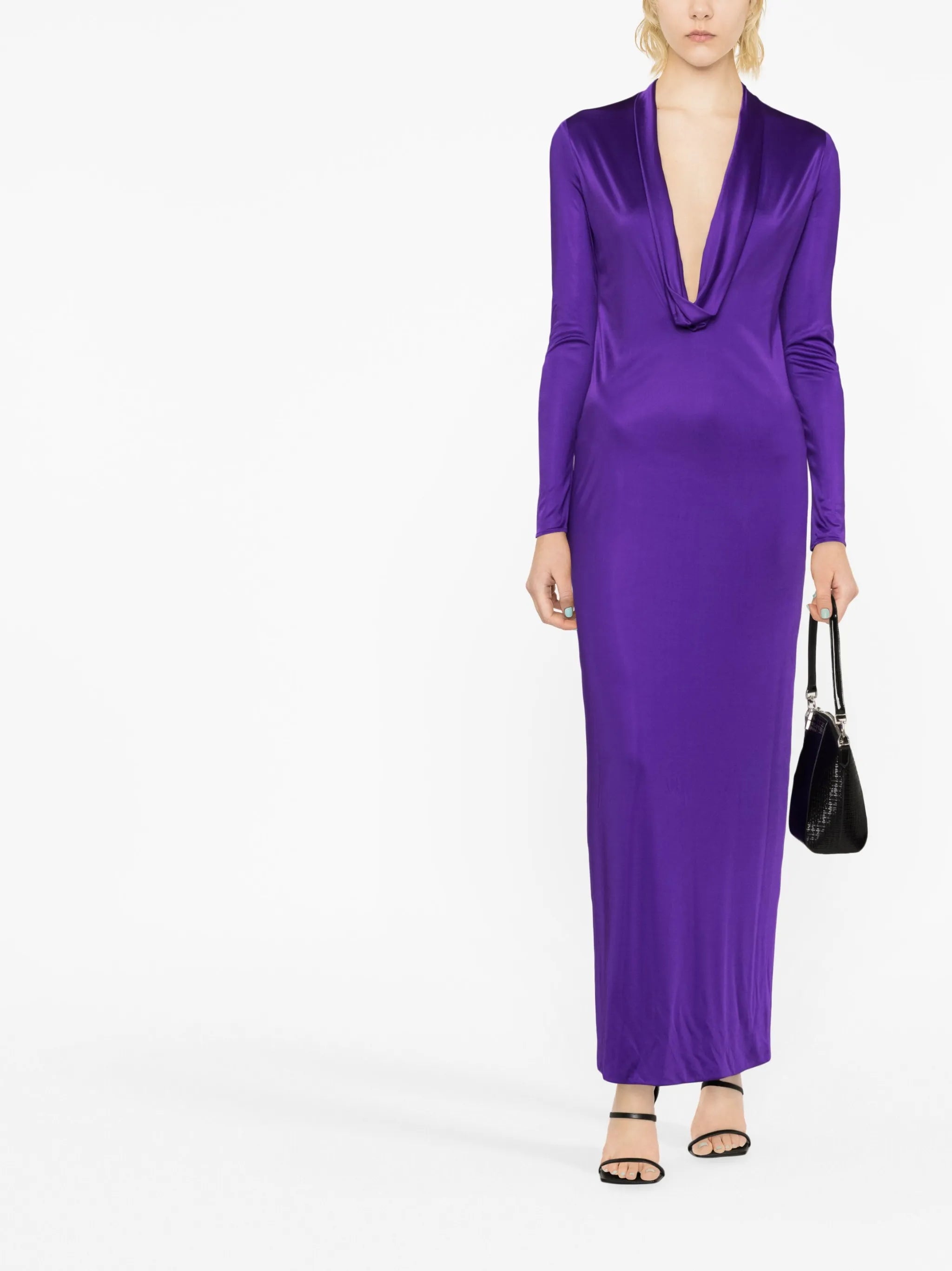cowl-neck midi dress