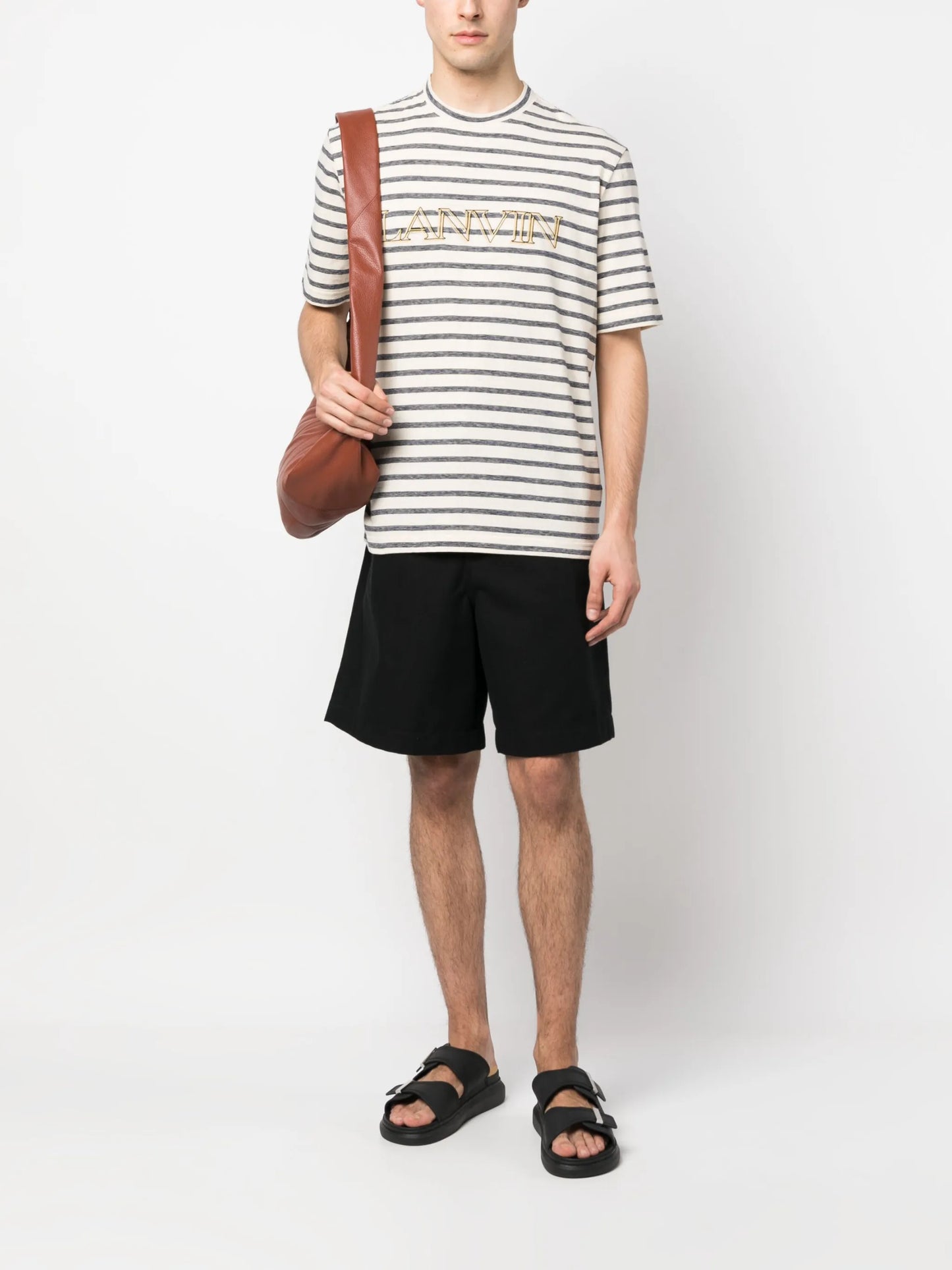 logo-embroidered striped T-shirt