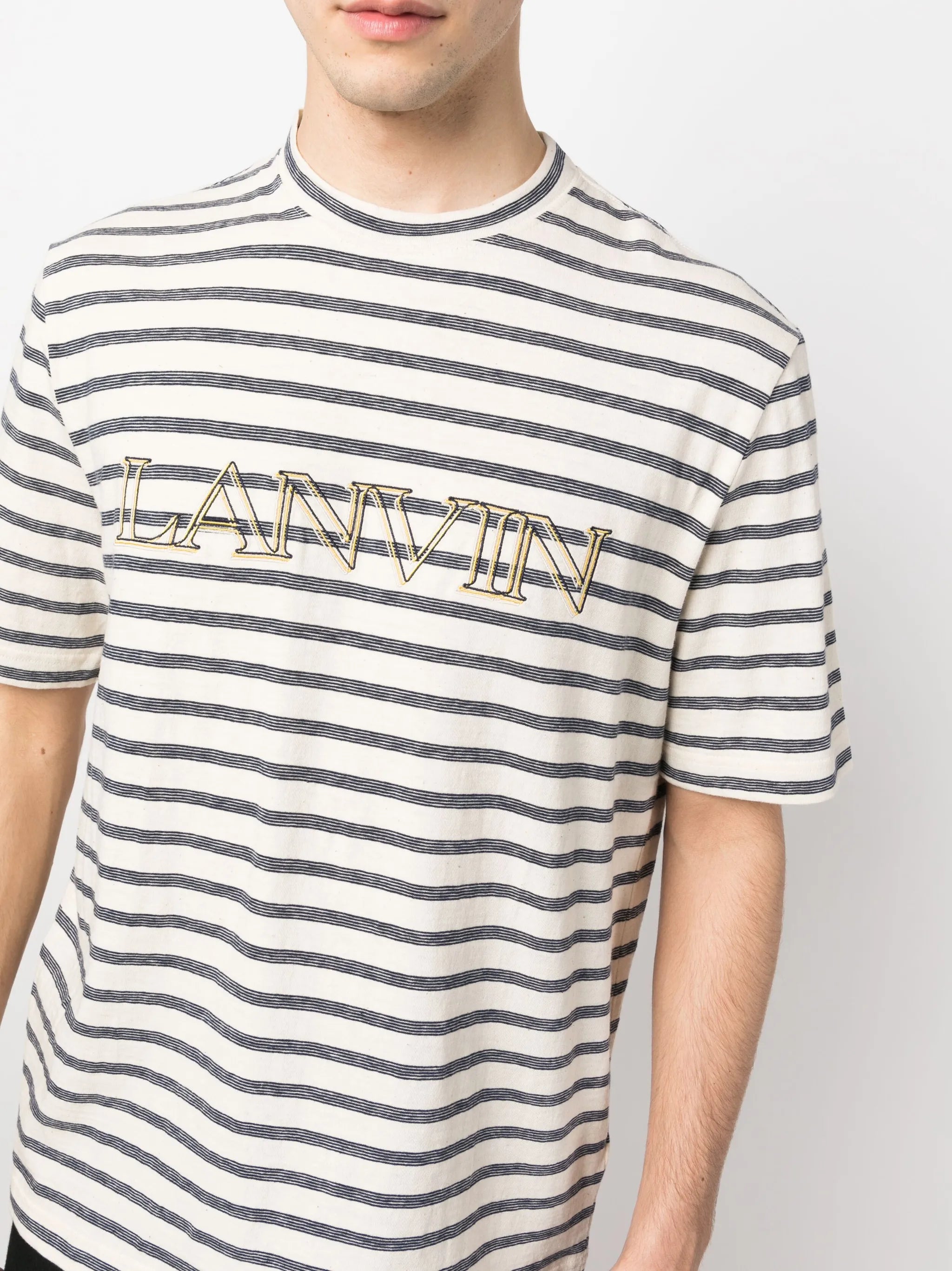 logo-embroidered striped T-shirt