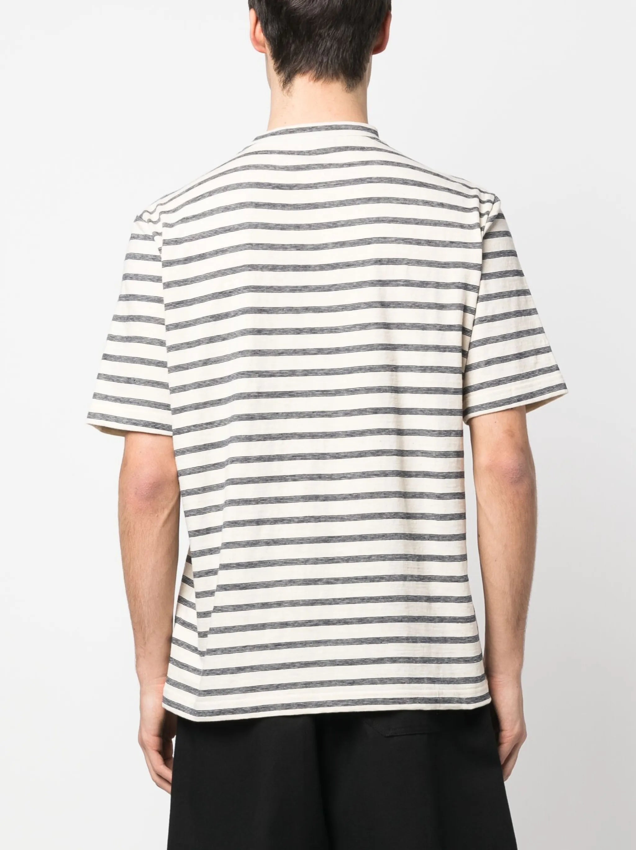 logo-embroidered striped T-shirt
