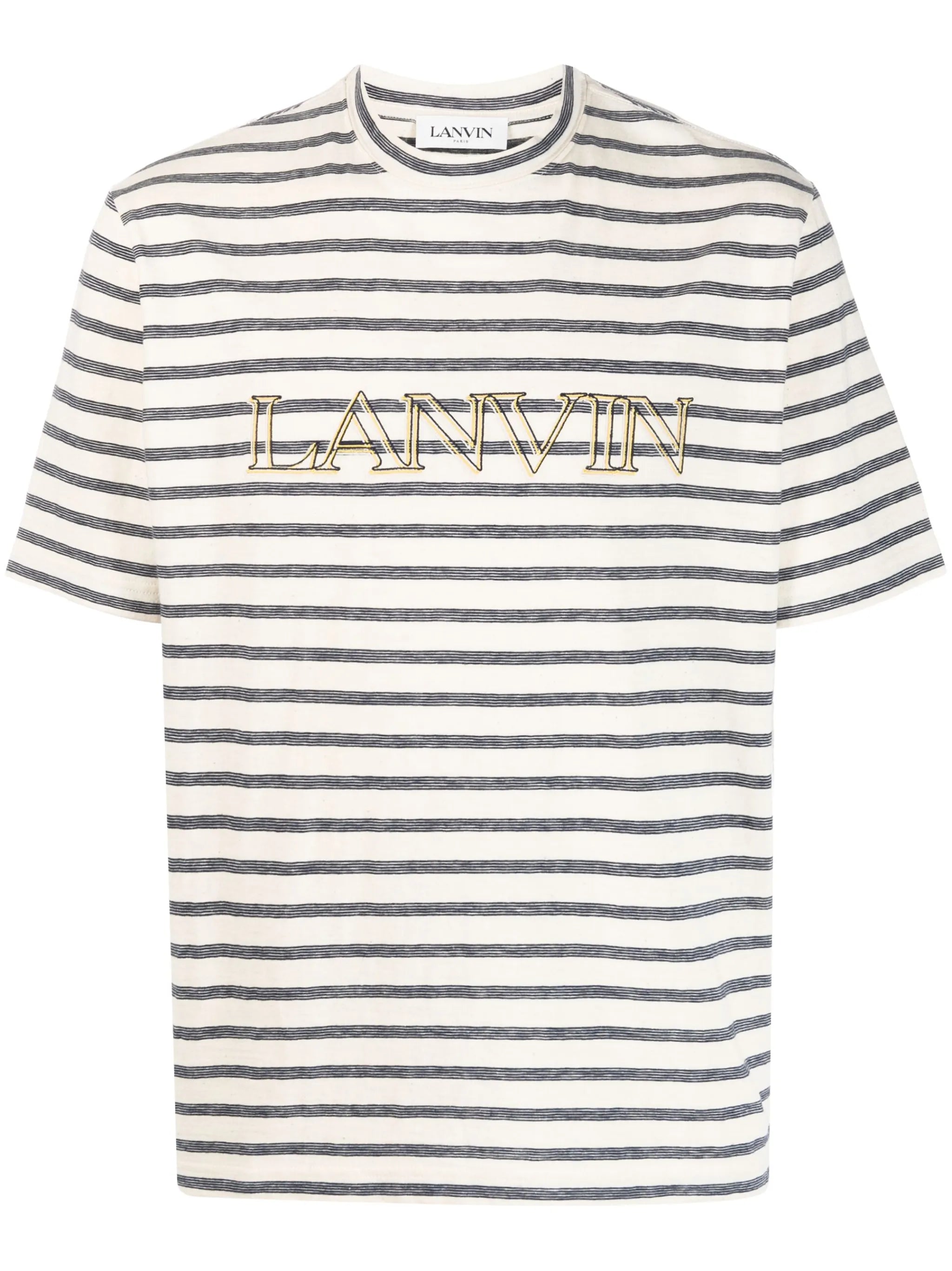 logo-embroidered striped T-shirt