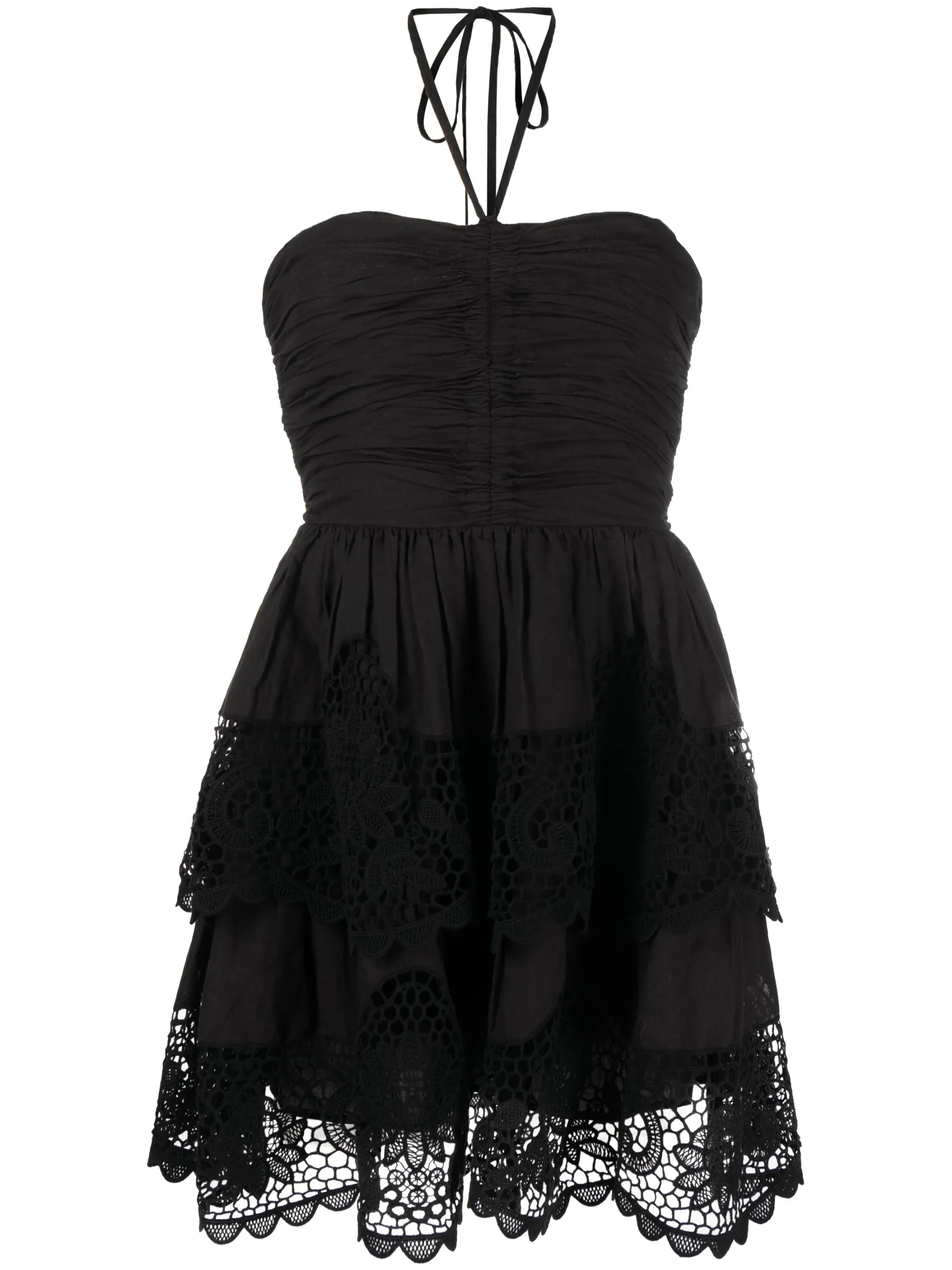 Savannah crochet-trim halterneck dress