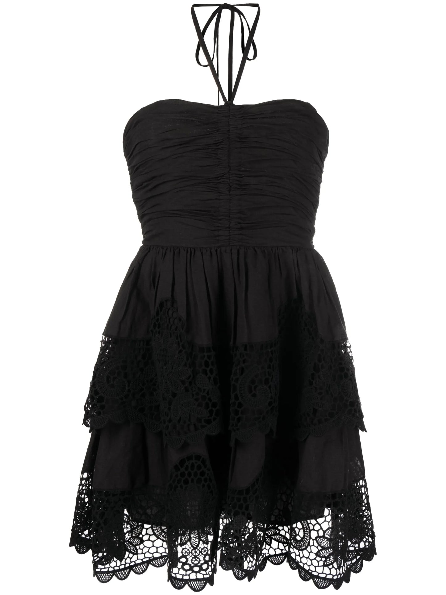 Savannah crochet-trim halterneck dress