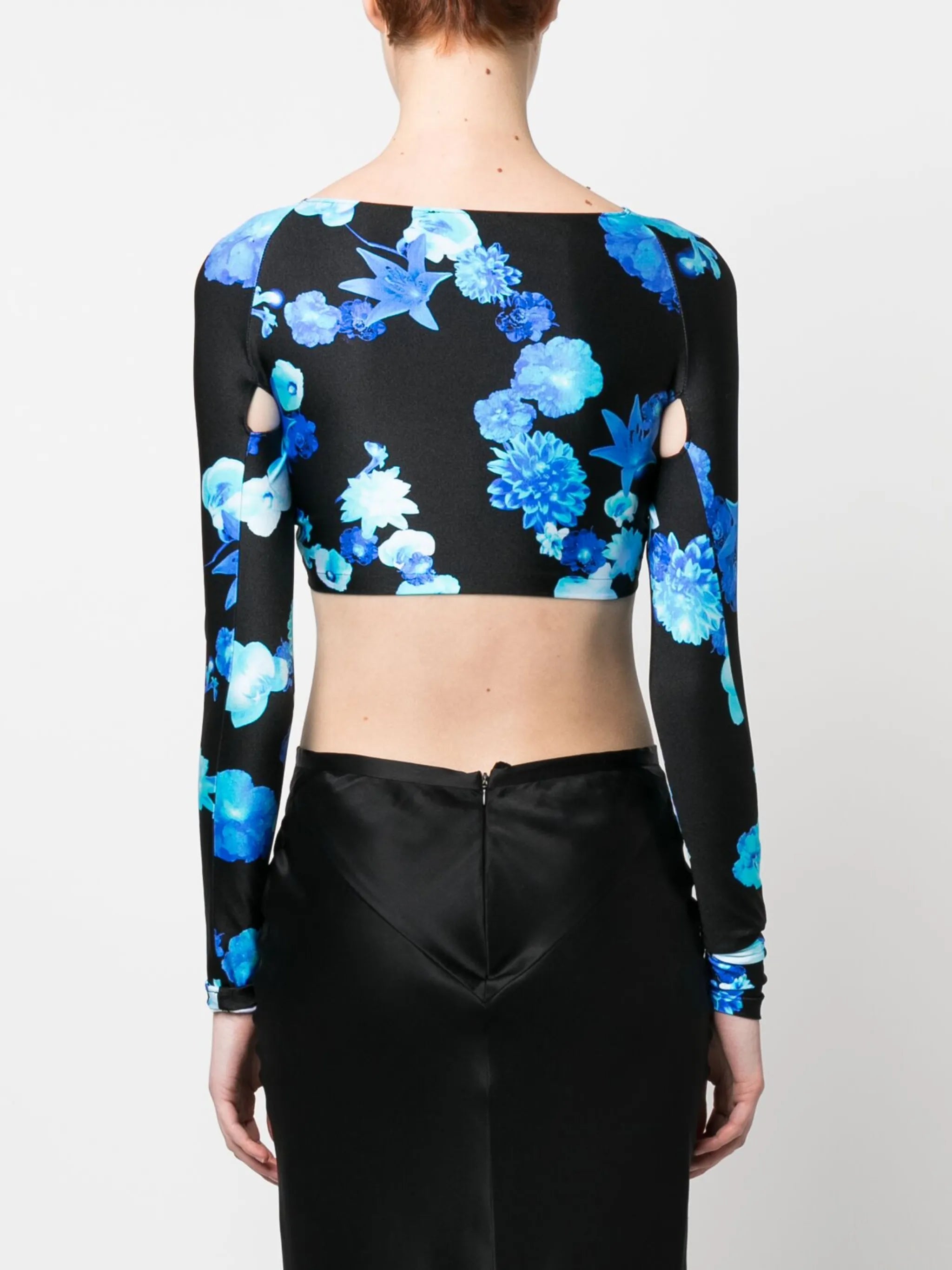floral-print cropped top