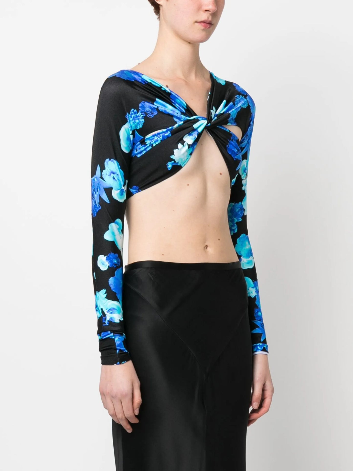 floral-print cropped top