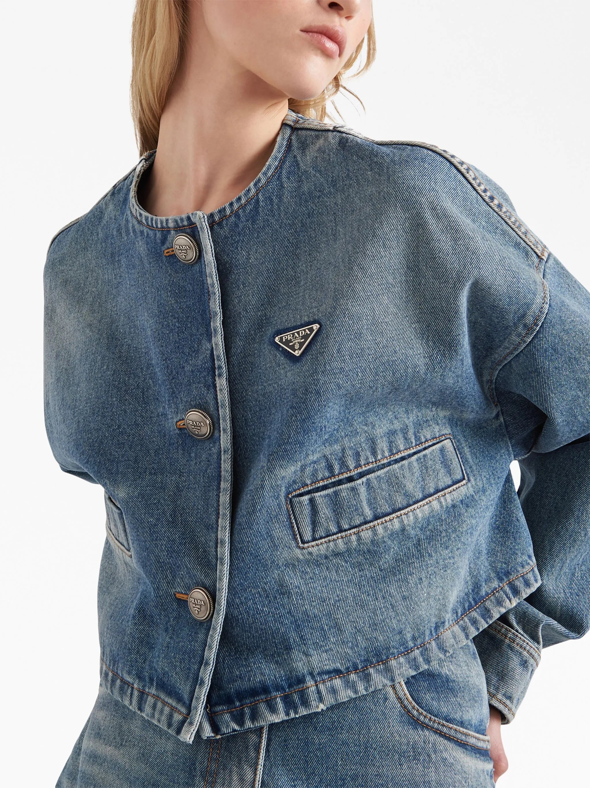 triangle-logo denim blouson jacket