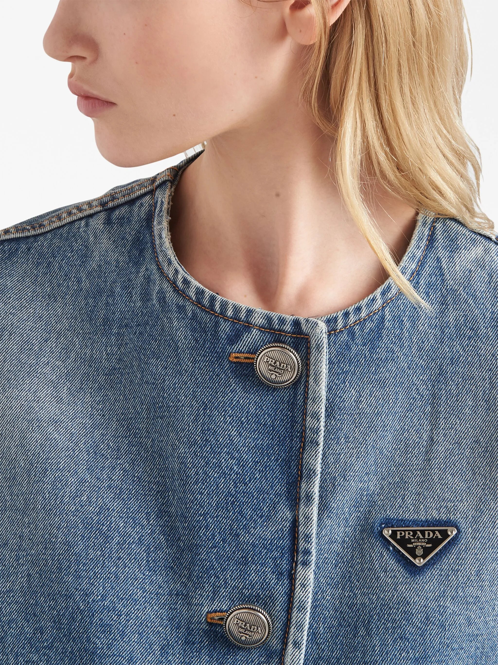 triangle-logo denim blouson jacket