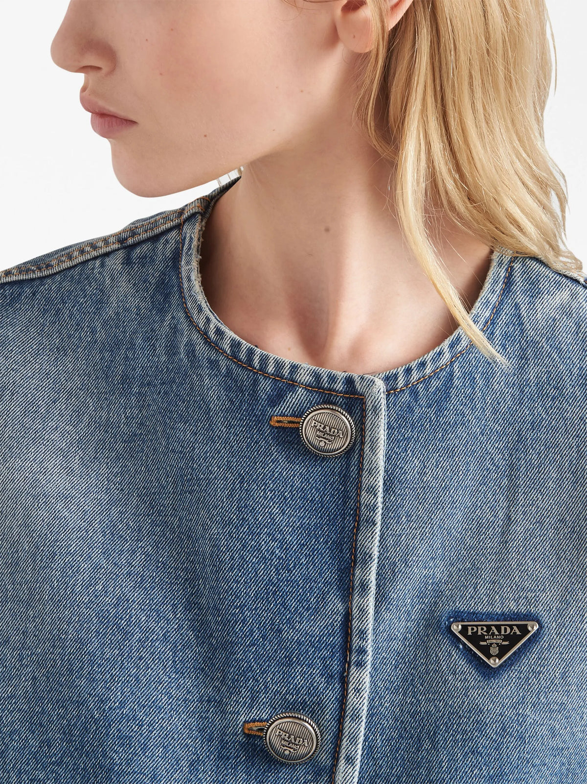 triangle-logo denim blouson jacket