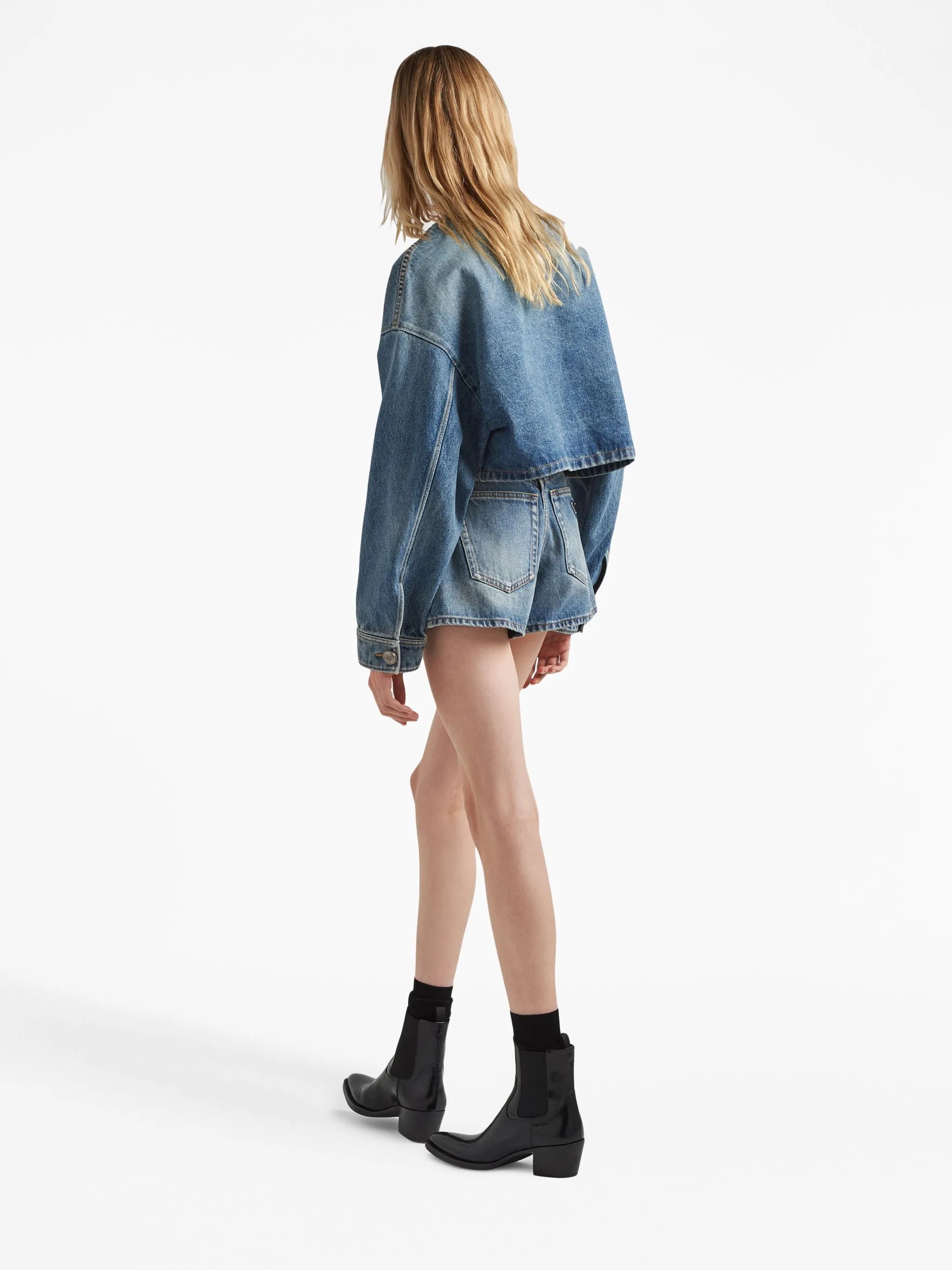 triangle-logo denim blouson jacket