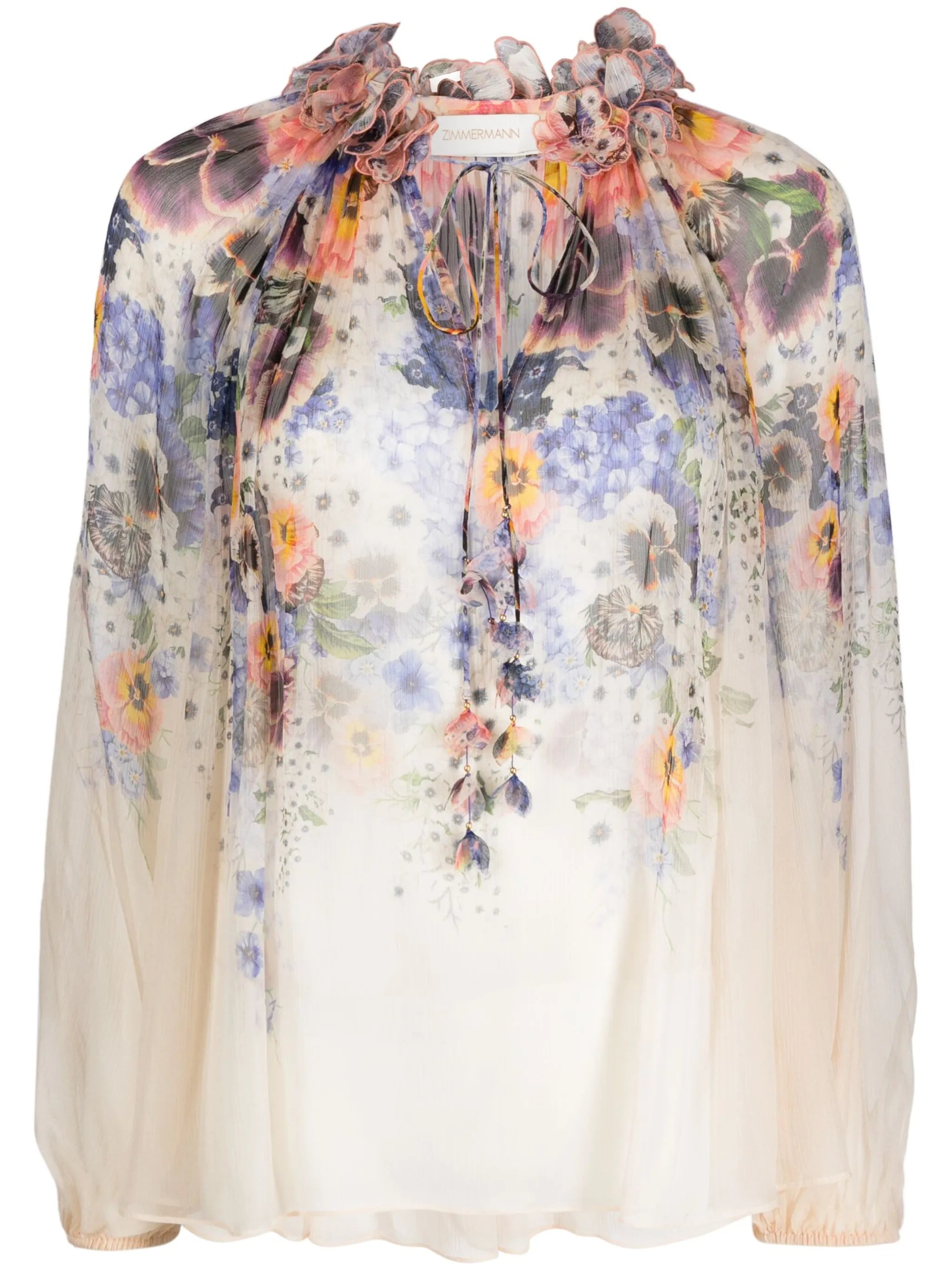 Tama floral collar silk blouse