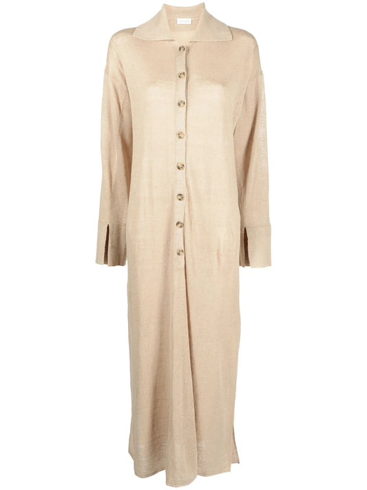 button-front side slit dress