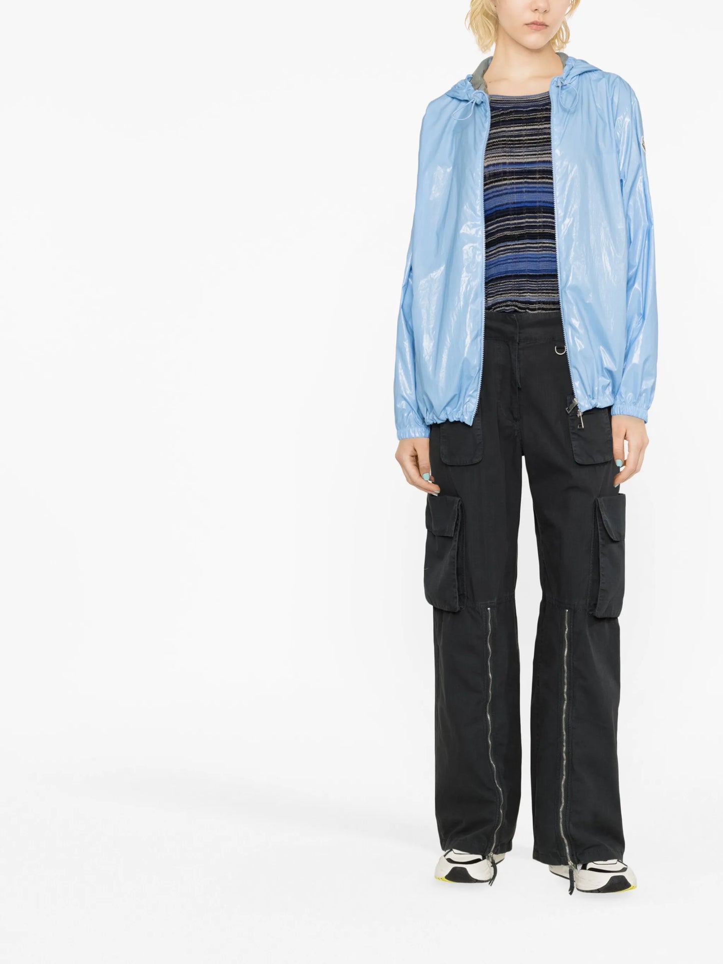 zip-fastening hooded jacket
